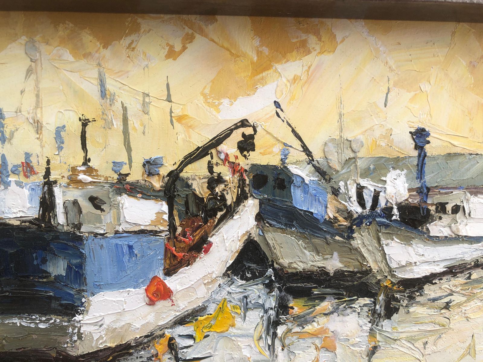 Xavier Aluja Mediterrane Haven Tarragona Vissersschepen Expressionistisch Olieverfschilderij 2004 photo 550.0