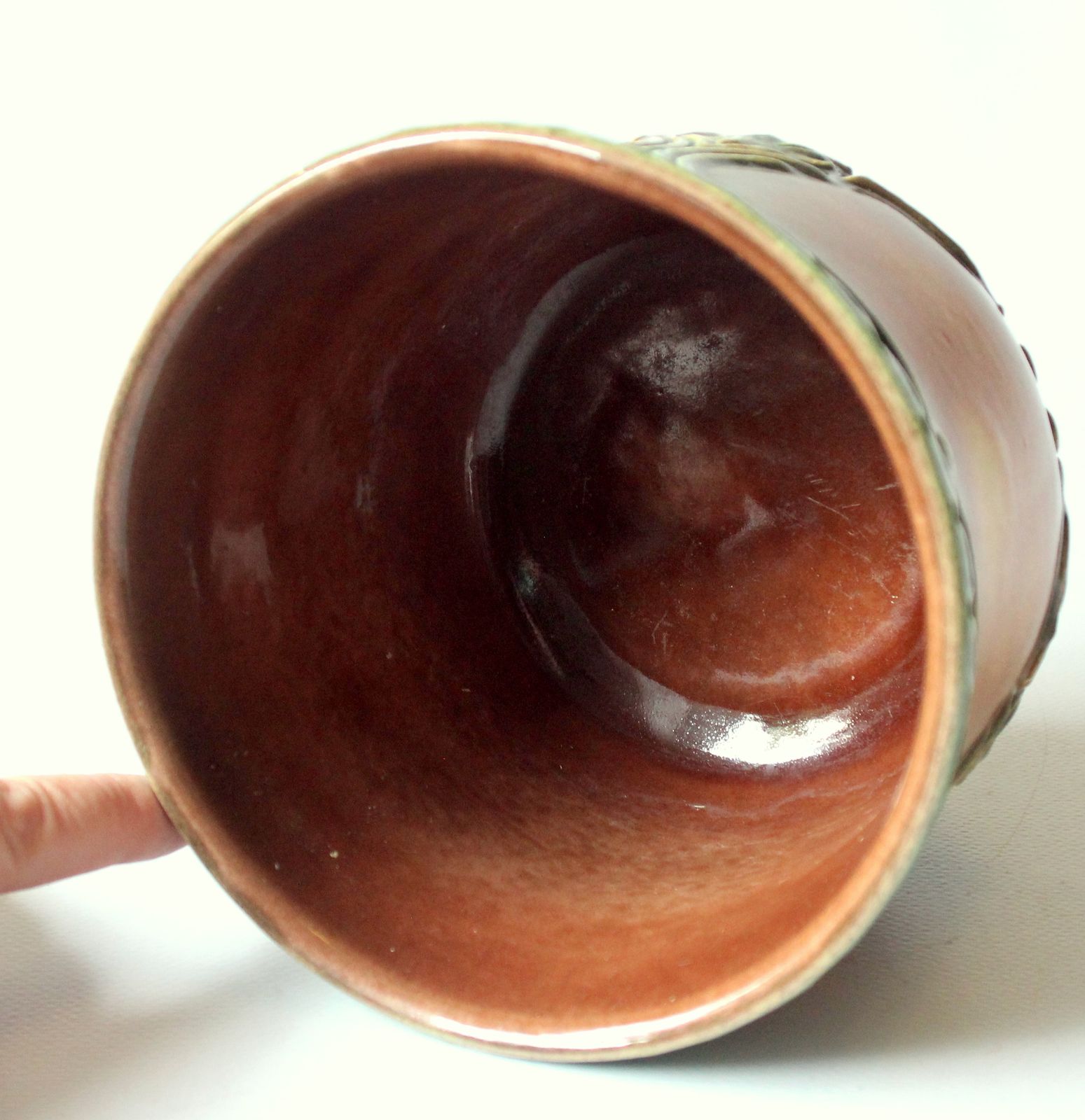 Ceramic Plant Pot  In Green/Beige    Made In West Germany In The 1960s    Vintage photo Home Decor