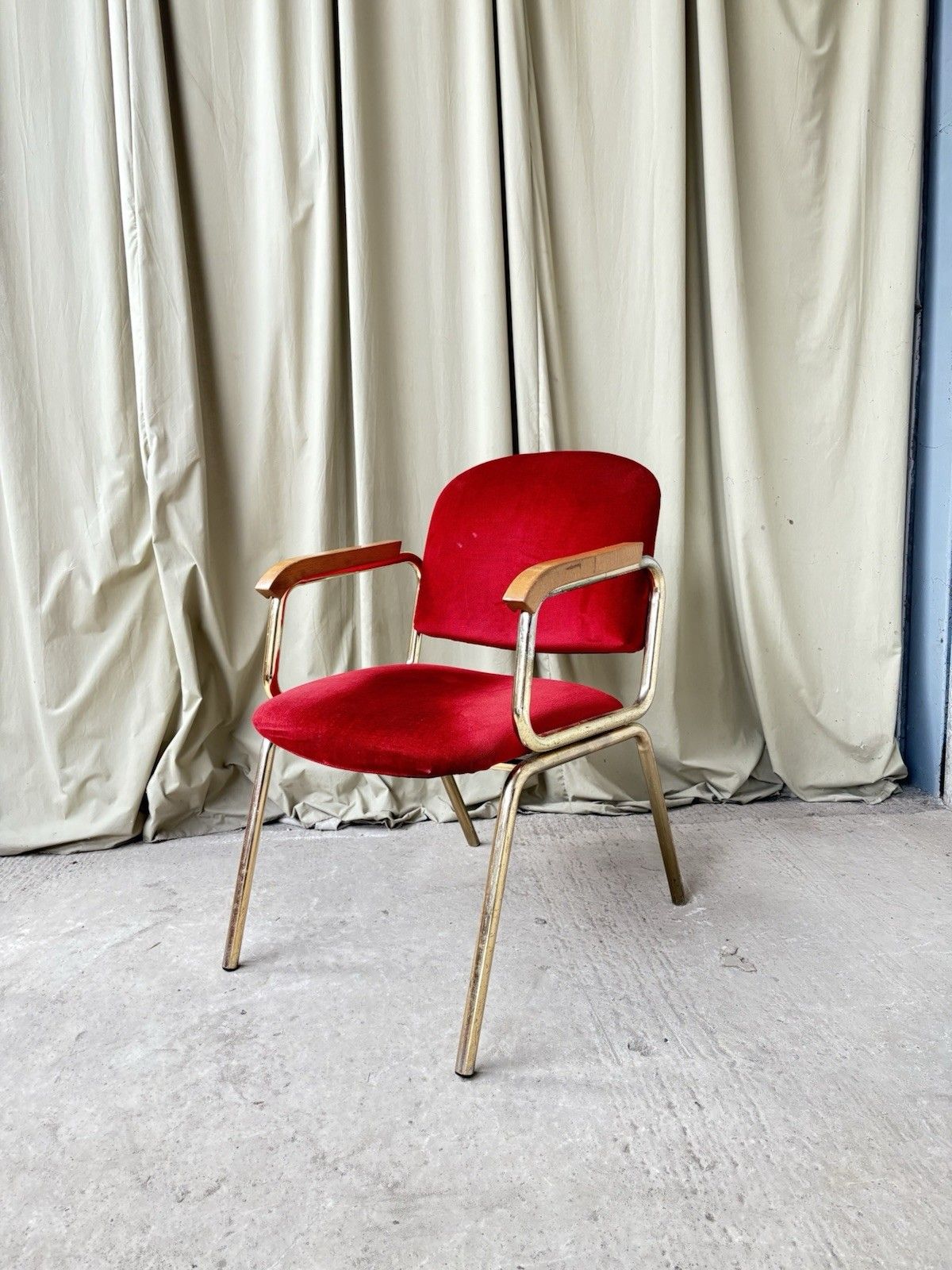 Vtg Late Mid Century Armchair Chrome Desk Chair Lounge Retro Bauhaus Style R1139 photo Furniture