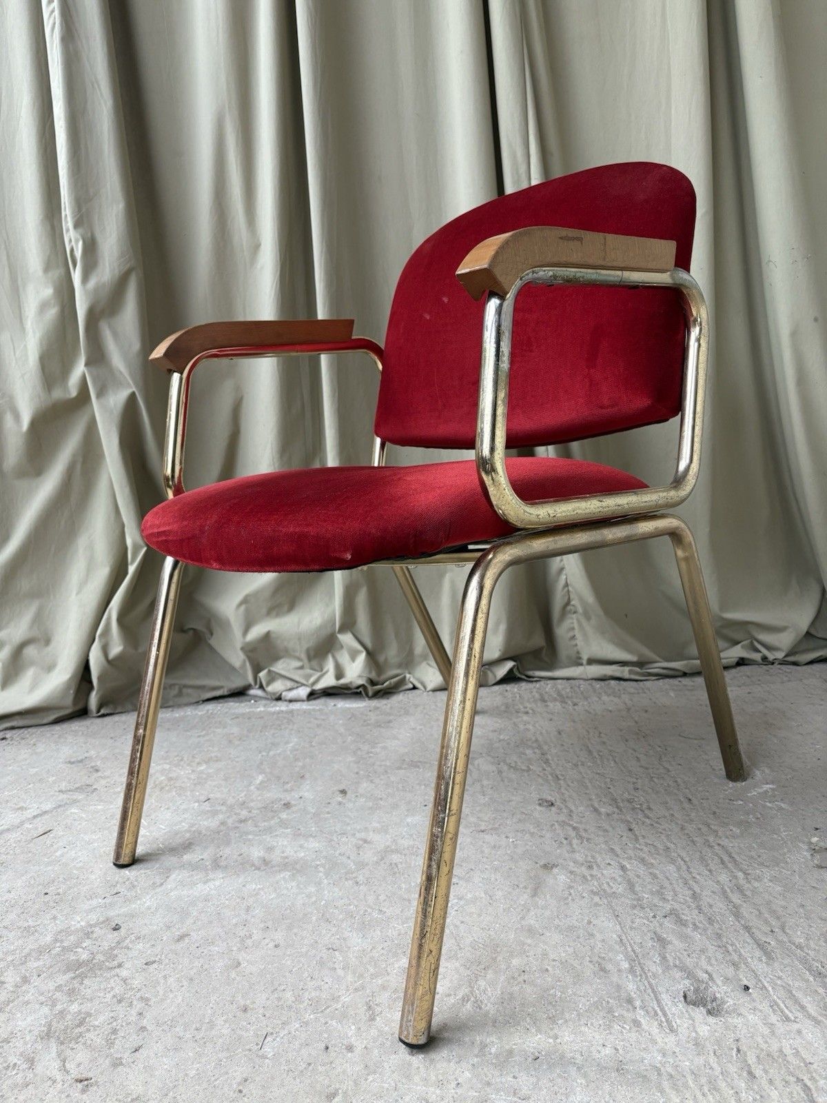 Vtg Late Mid Century Armchair Chrome Desk Chair Lounge Retro Bauhaus Style R1139 photo vinterior