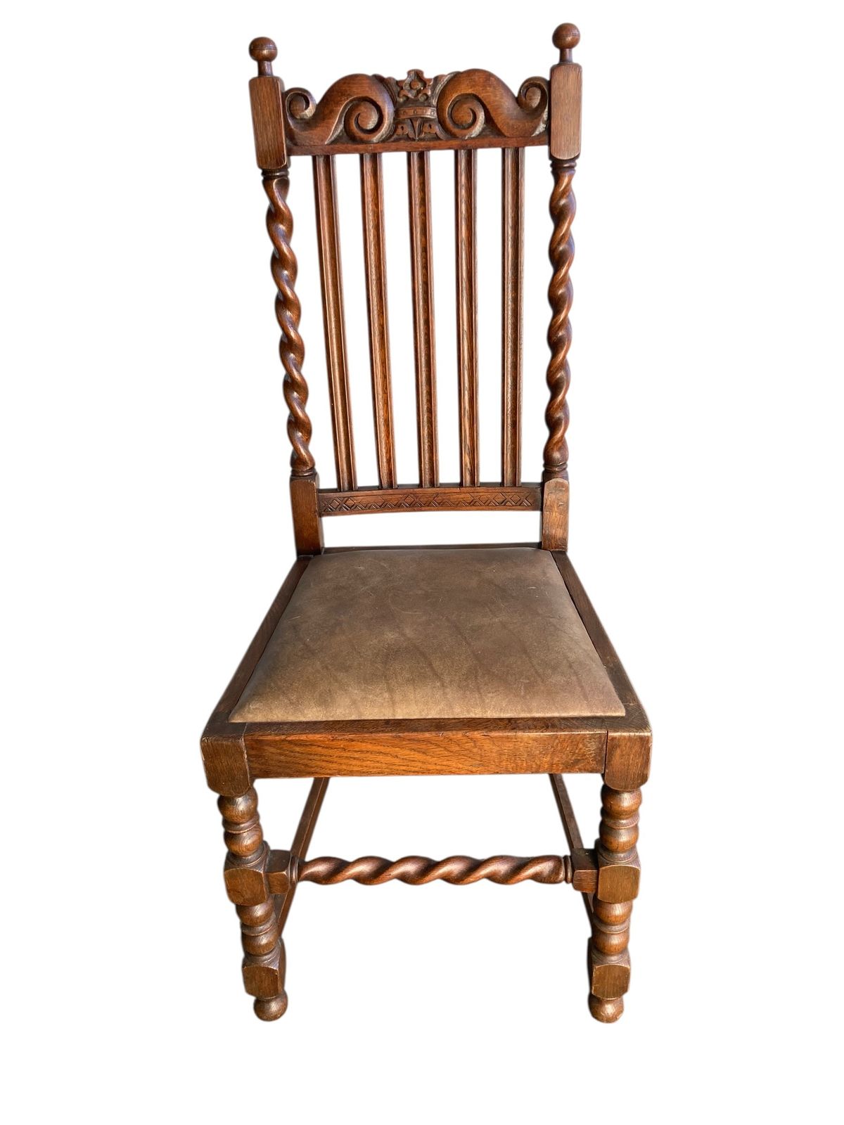 Pair Of Oak Barley Twist Dining Chairs Dating From The Late Victorian photo furniture