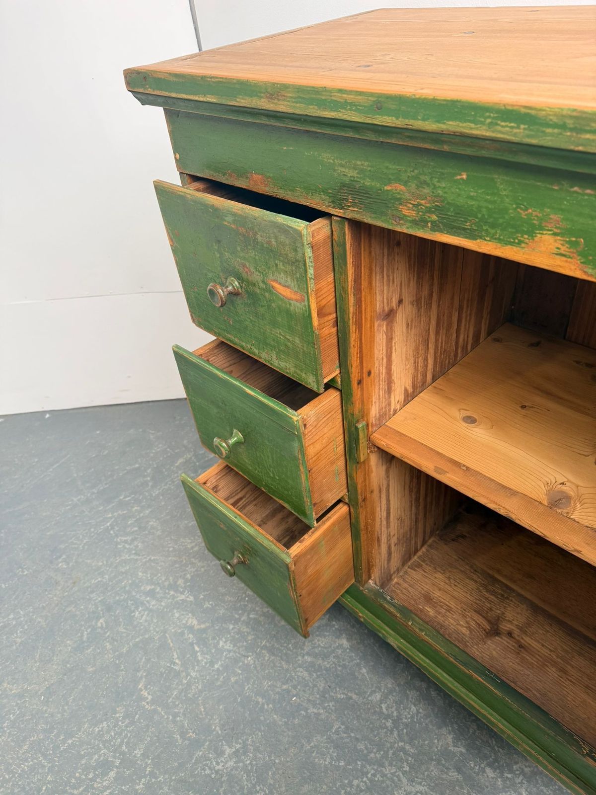 An Amazingly Painted Green Georgian 3 Drawer Original Hungarian Cupboard photo buy