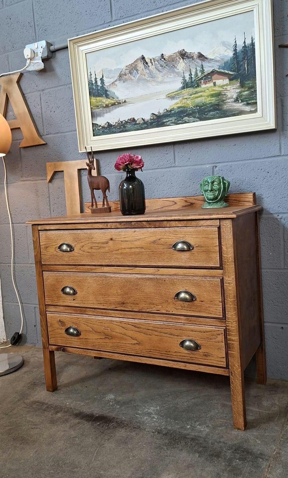 Chest Of Drawers ~ Oak ~ Vintage ~ Mid Century photo vintage