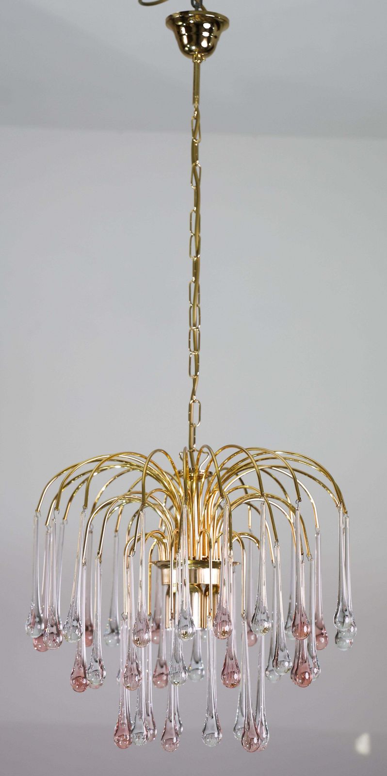 Lady Grace, Chandelier With Pink And Transparent Pendants, Murano Glass, 1980 photo furniture