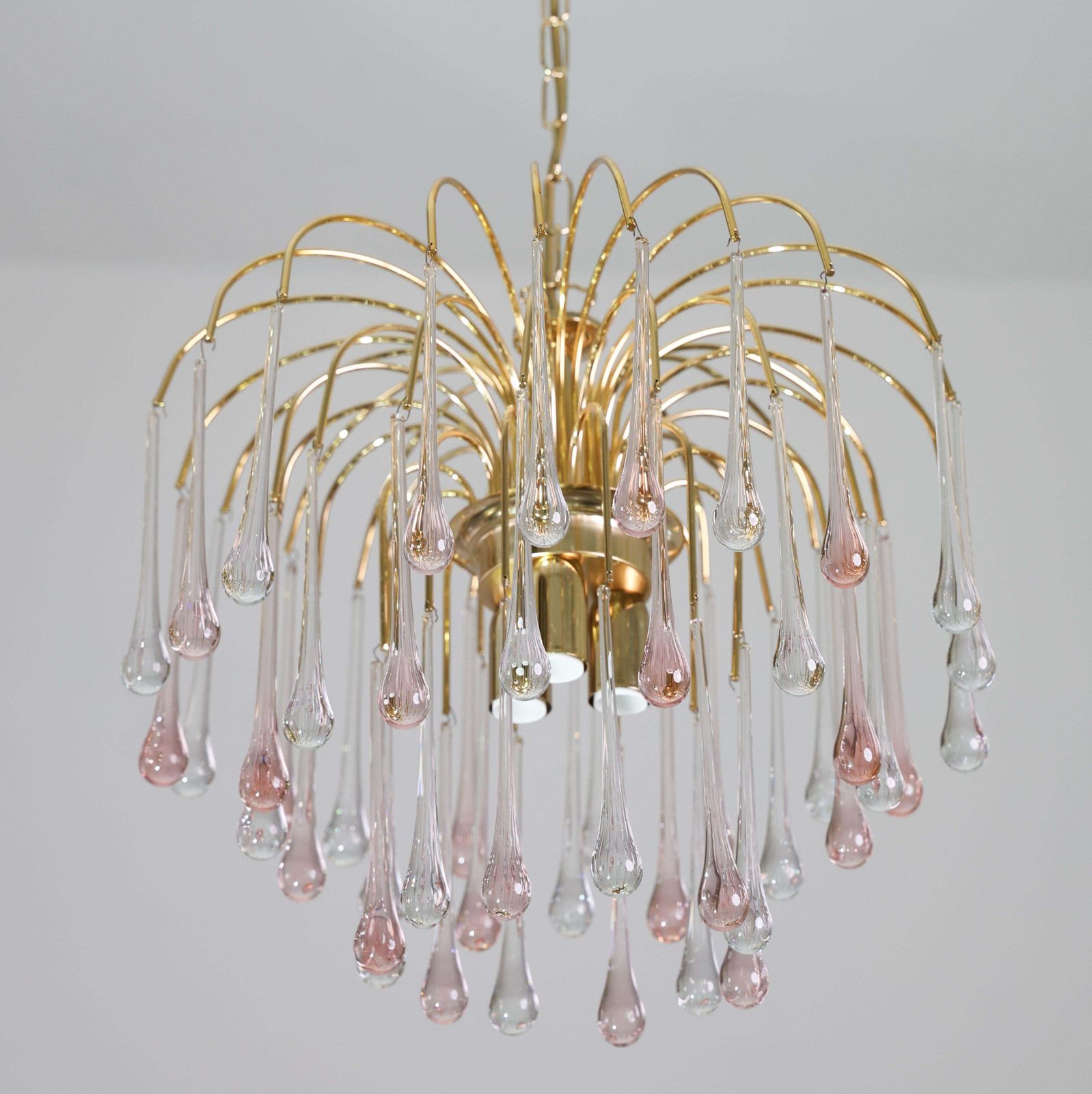 Lady Grace, Chandelier With Pink And Transparent Pendants, Murano Glass, 1980 photo 1419.0