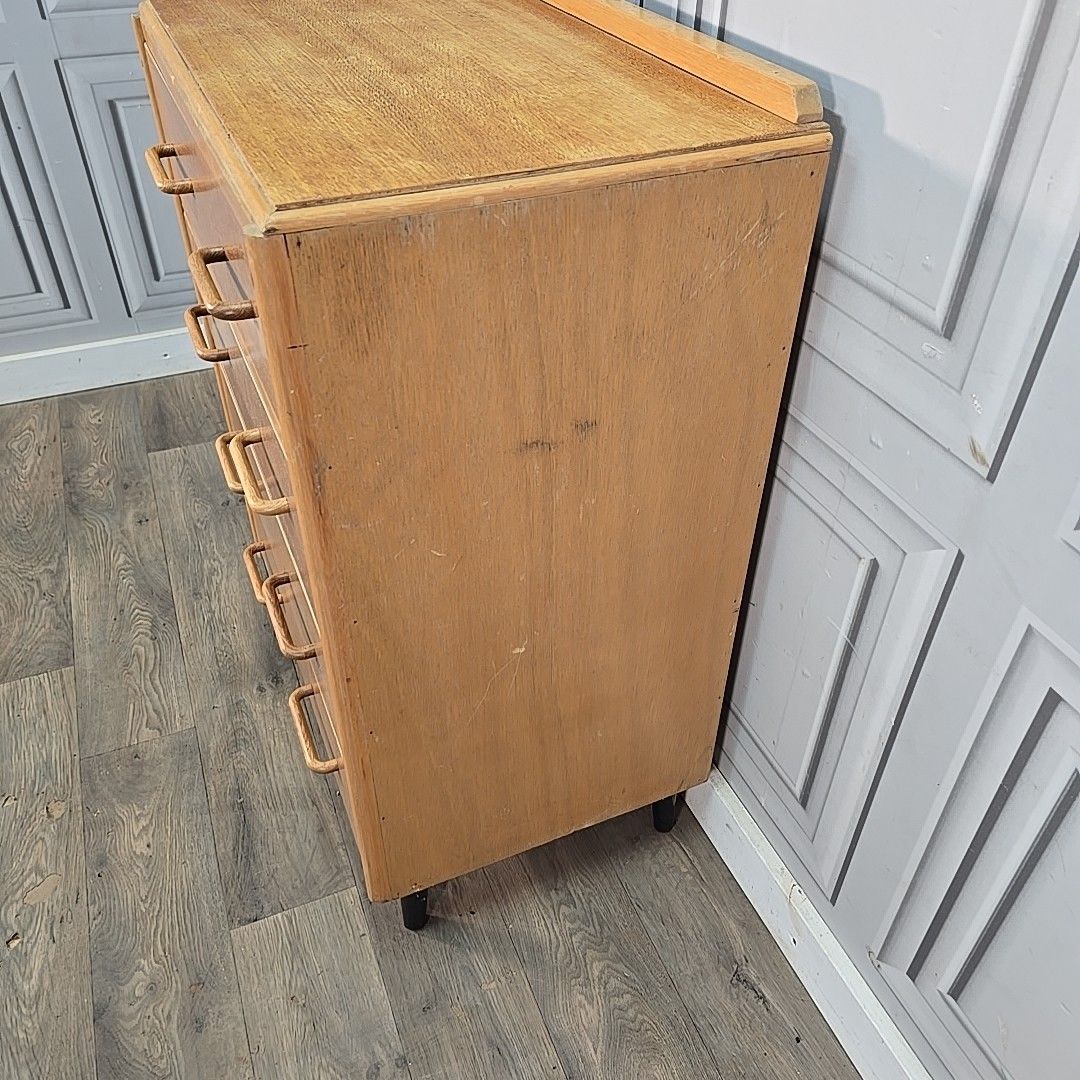 Vintage Chest Of Drawers Tallboy Mid Century Modern Oak Commode Retro Mcm photo vintage
