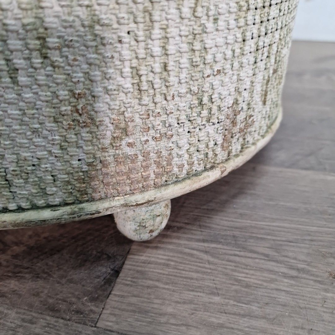 Home Decor Vintage Laundry Basket Lidded Wicker Hamper Lloyd Loom Style Mid Century Retro photo