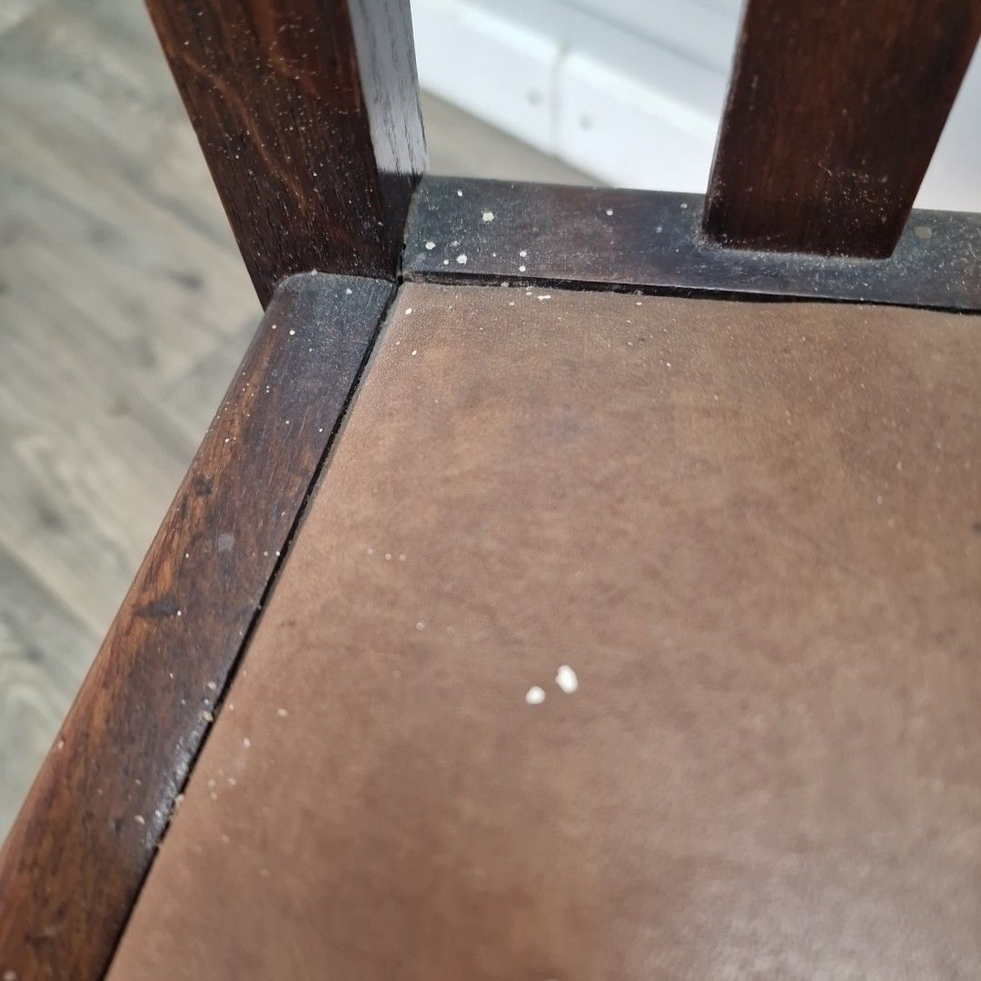 Vintage Oak Dining Chair – Slatted Back Turned Front Legs Rustic Farmhouse Seat photo 70.0