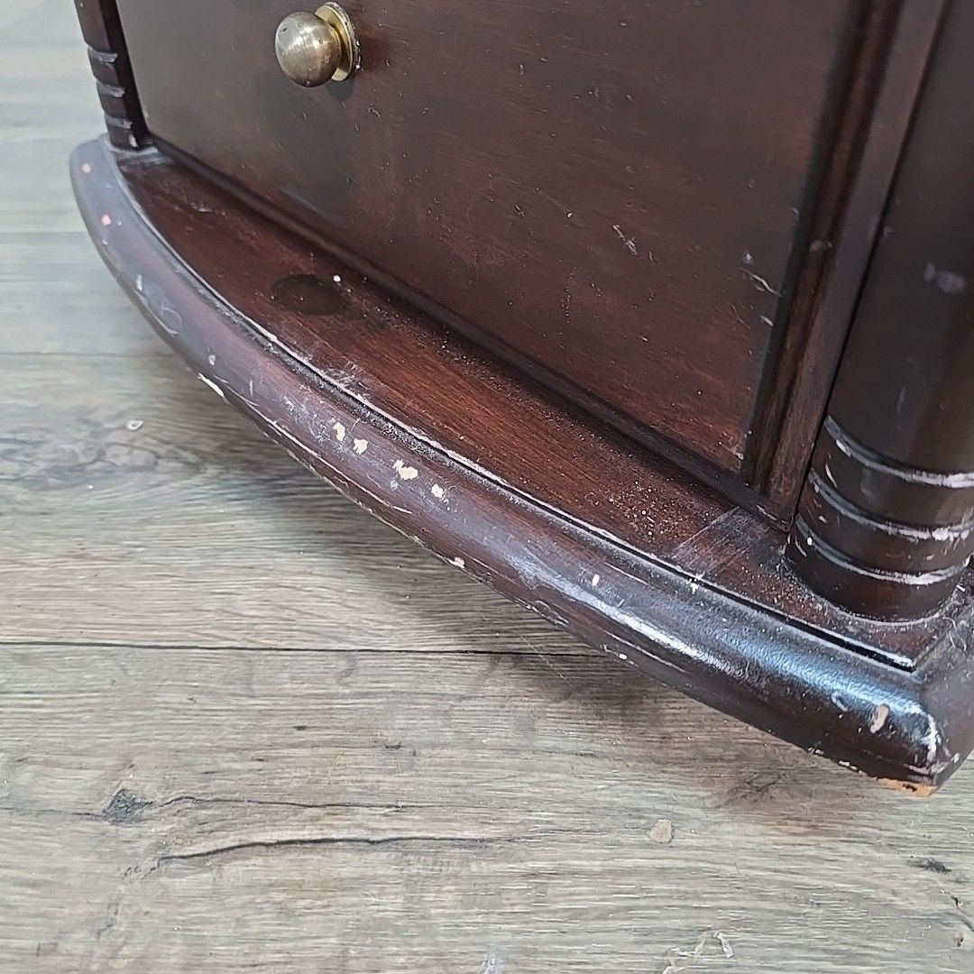 Antique Style Companion Table Magazine Rack Side Cabinet Drawers Mahogany photo vintage