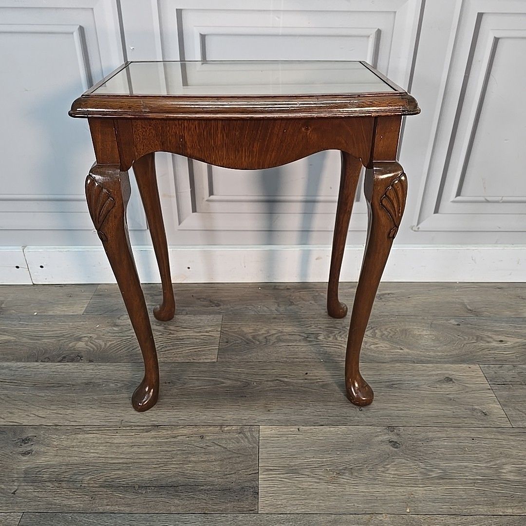 Antique Style Side Table  Queen Anne Glass Top – Carved Shells – Jack Finch Ltd photo 90.0