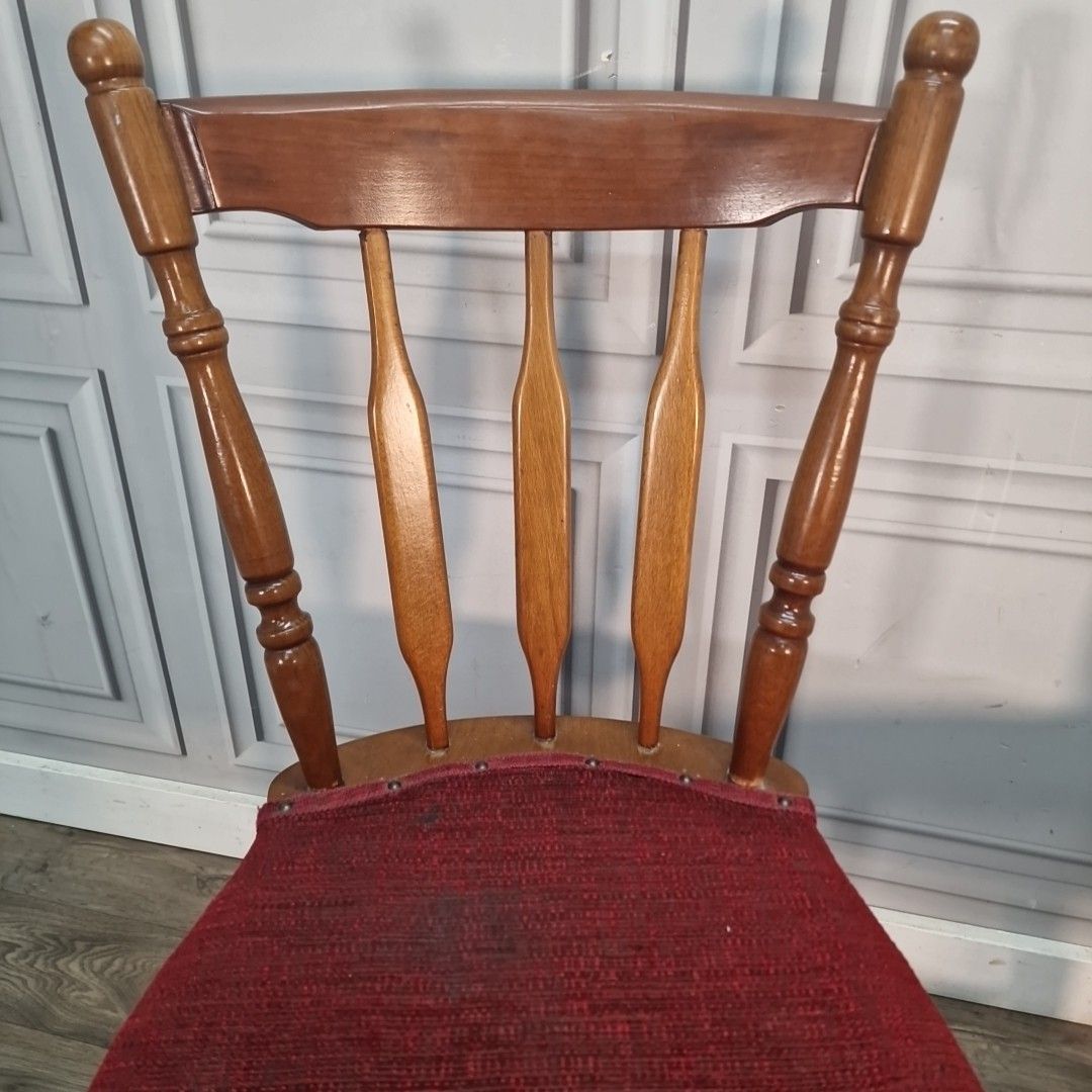 Vintage Farmhouse Dining Chairs Pair Of 2 Upholstered Pub Seats Solid Wood photo 130.0