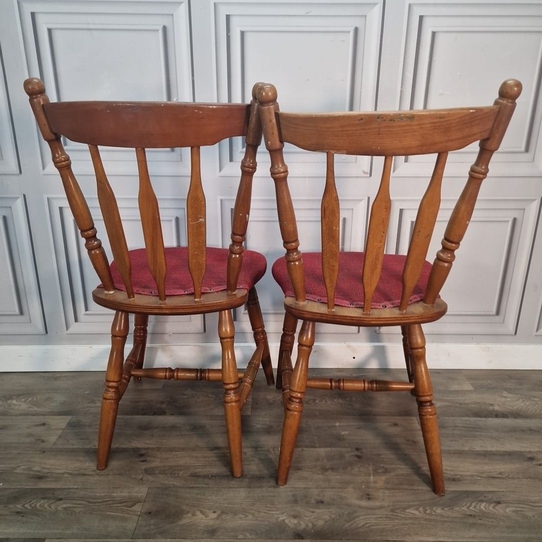 photo buy Vintage Farmhouse Dining Chairs Pair Of 2 Upholstered Pub Seats Solid Wood