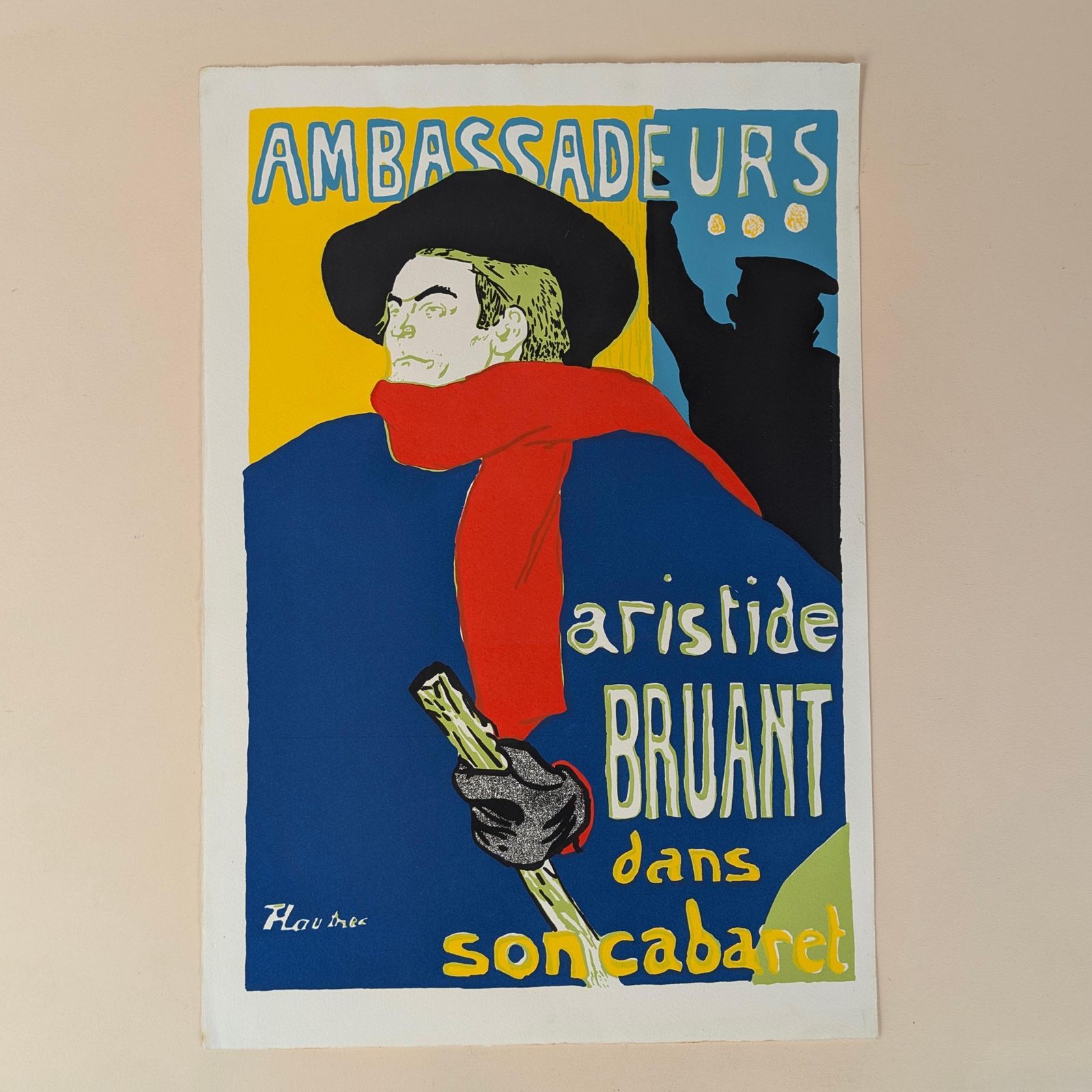 Vintage Fine Art Lithograph Aristide Bruant Ambassadors Toulouse Lautrec 13x19