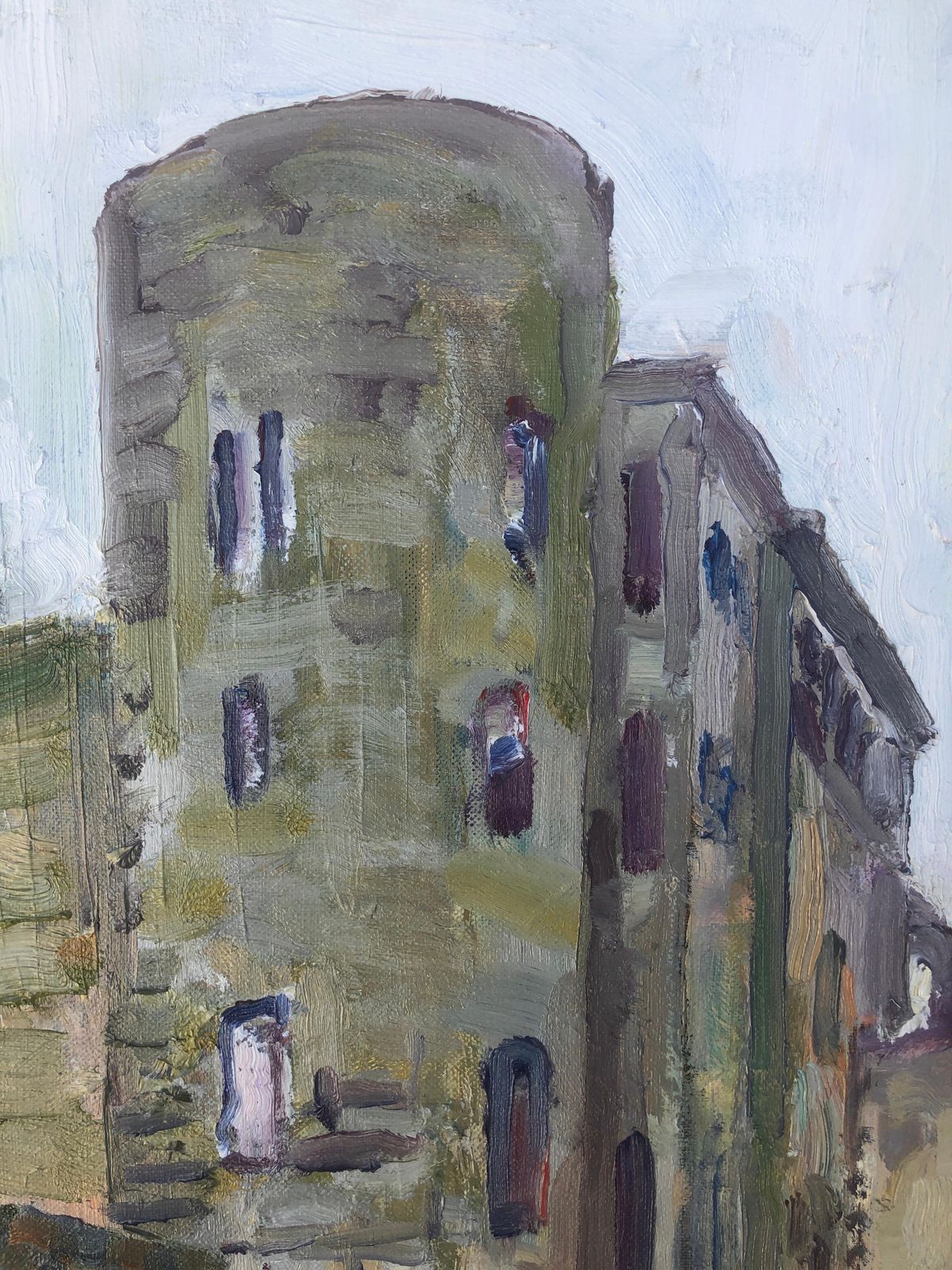 Ignasi Mundó Plaza Nova Barcelona Gothic Quarter Oil Painting Spanish Fauvist Cityscape 1986 photo vinterior