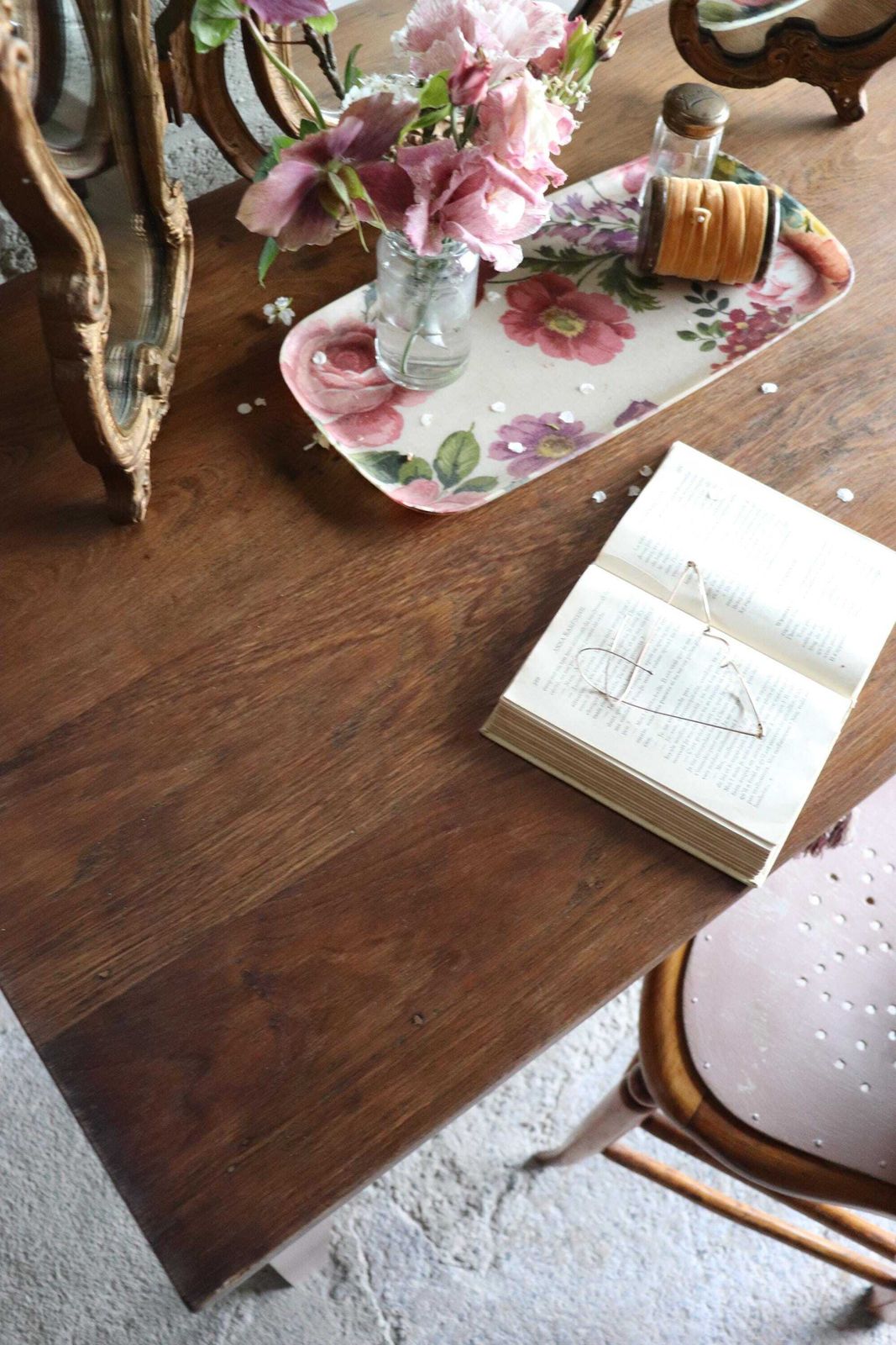 Furniture French Mid Century Desk Or Dressing Table With Pink Painted Base And Drawer photo
