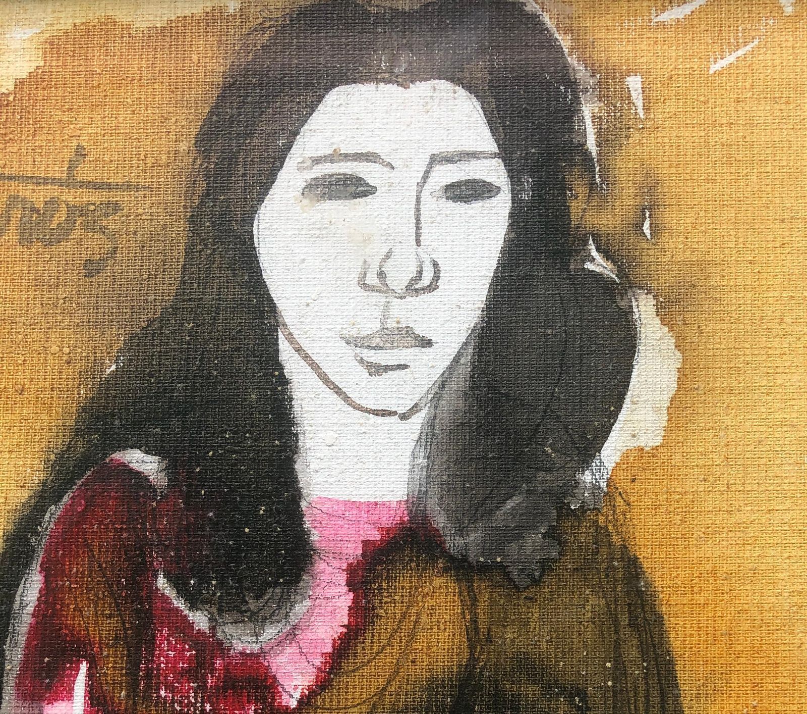 Jordi Curos Woman Posing, Mixed Media Painting Fauvist 1979 photo Art