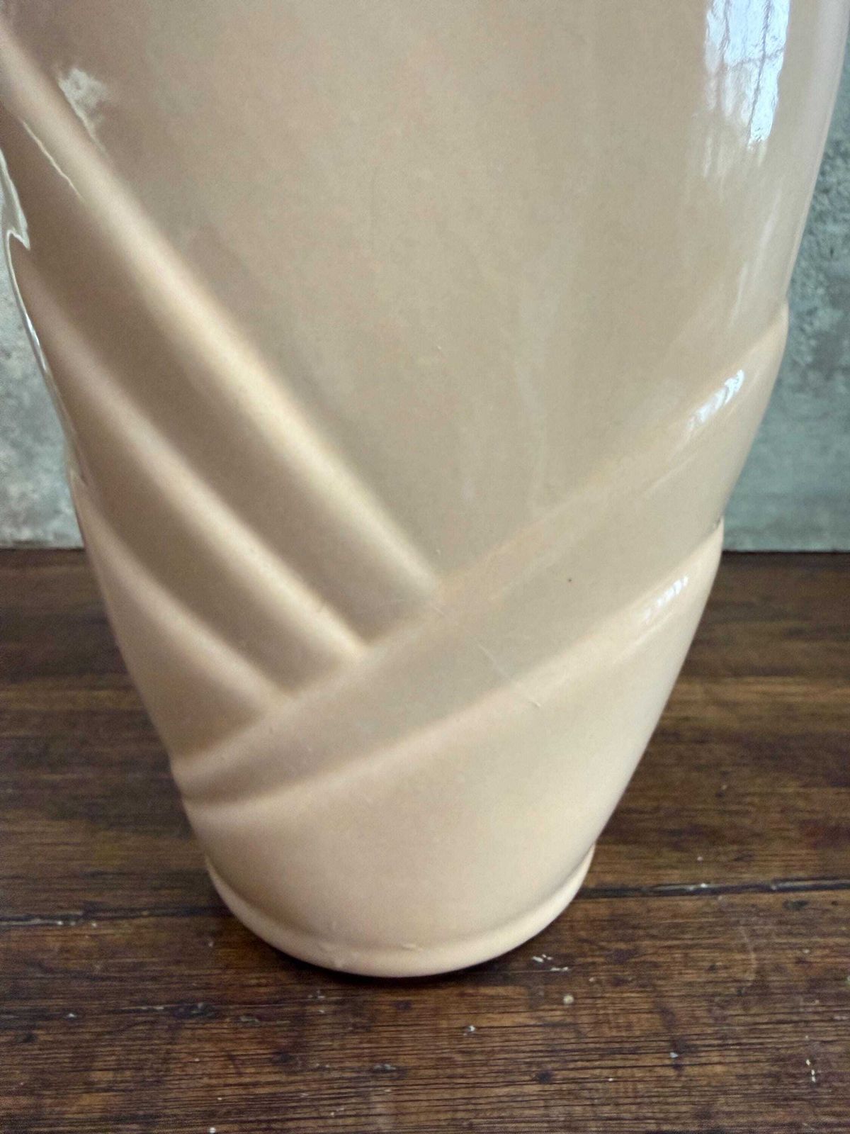 Vintage Art Deco Style Ceramic Vase | Peach Swirl | Boho Modern Accent photo Home Decor