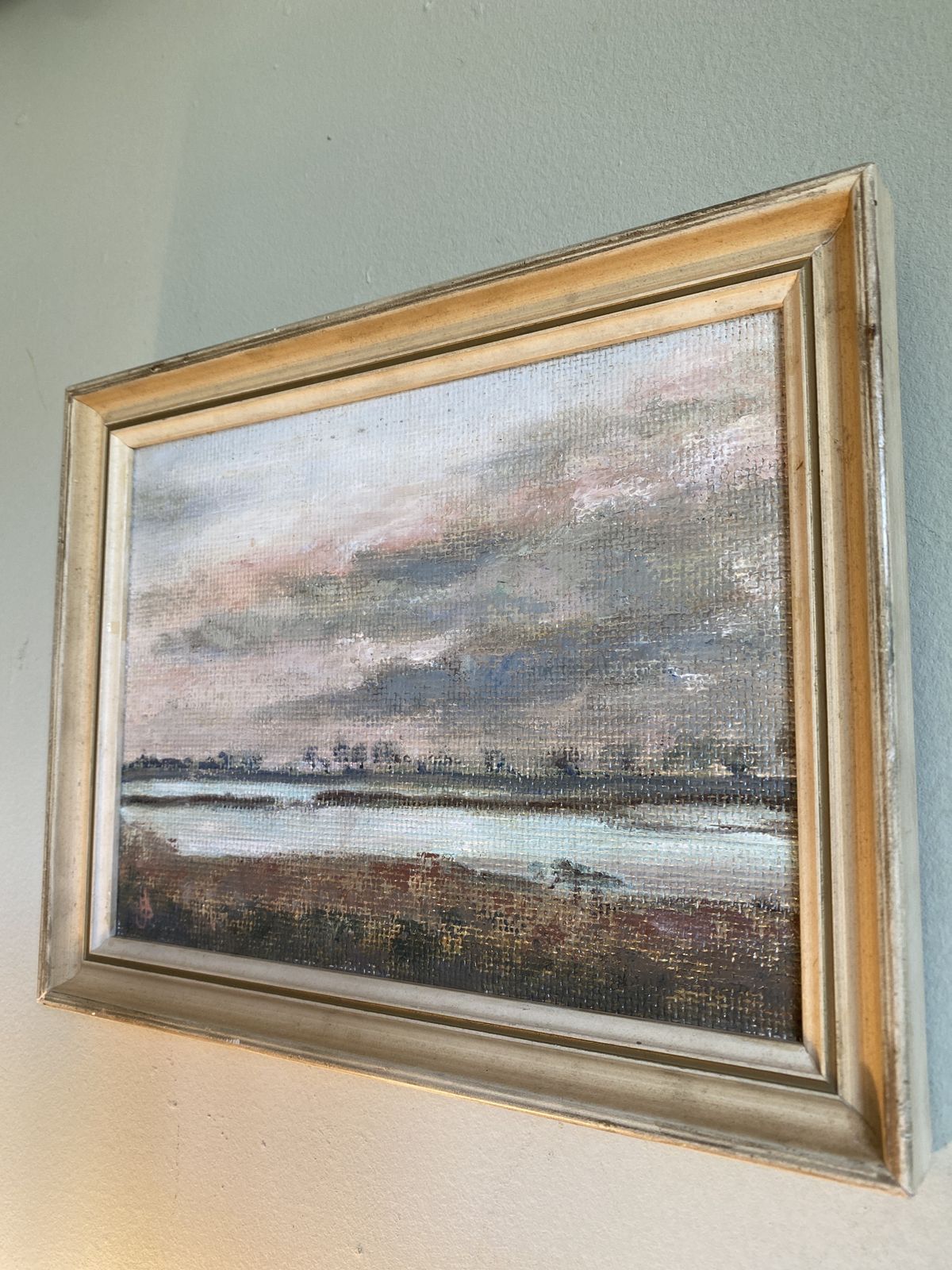 Forest Edge Small Original Oil Painting. Suffolk Artist photo furniture