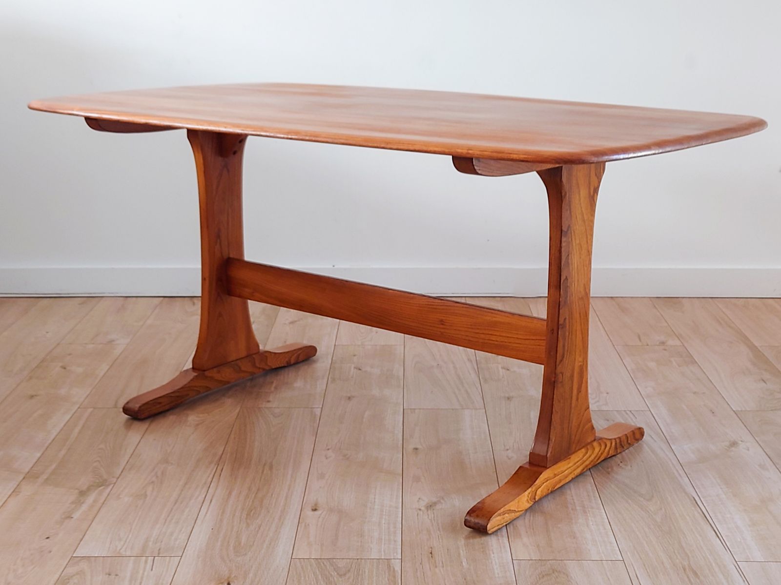 Mid Century Ercol Solid Elm Refectory Dining Table photo vintage