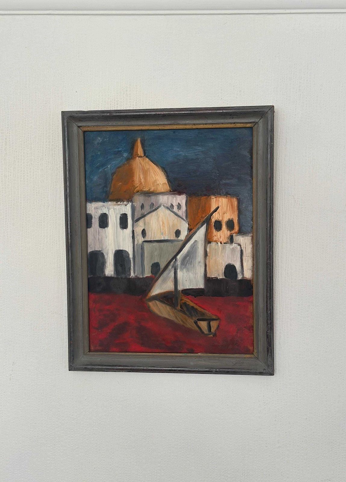 photo vinterior Original Swedish Oil On Panel – “Southern Motif” –By Malte Nyberg Tolf Vintage &  Framed – 49 × 39 Cm (19.3" × 15.4")