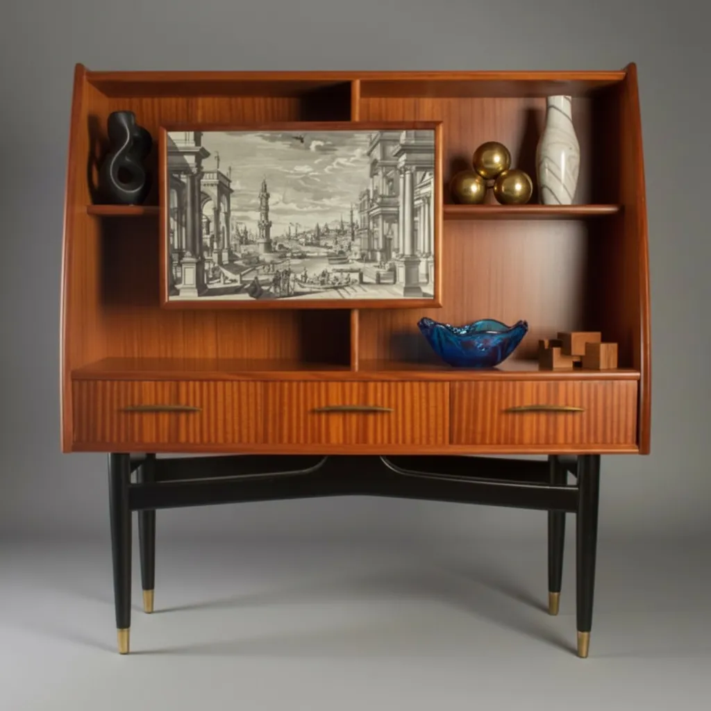Vintage Bookcase Cabinet Italian Fornasetti Era
