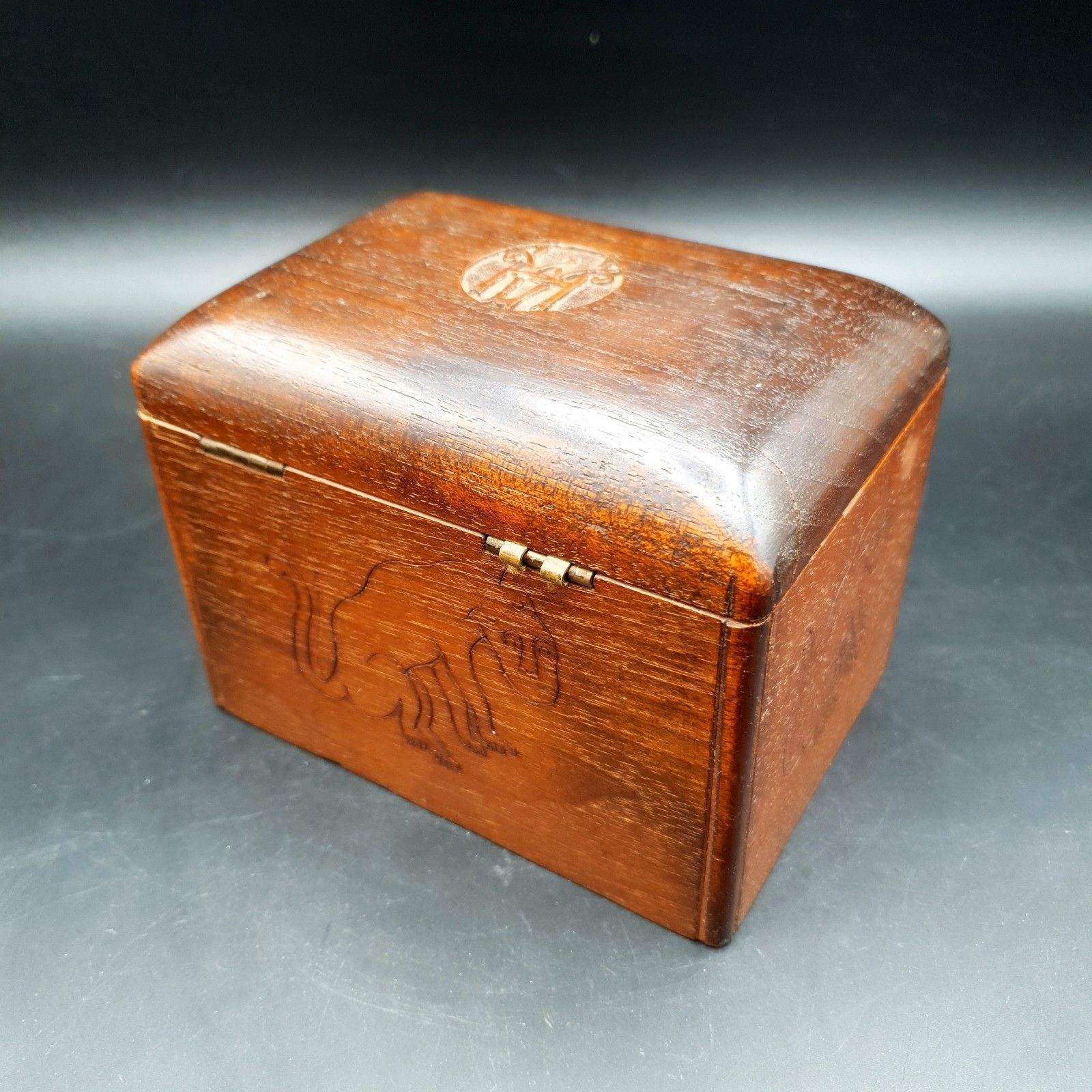 Antique Apothecary Box Rising Tray Vial Holder Carved Monkey Wood Case photo vinterior