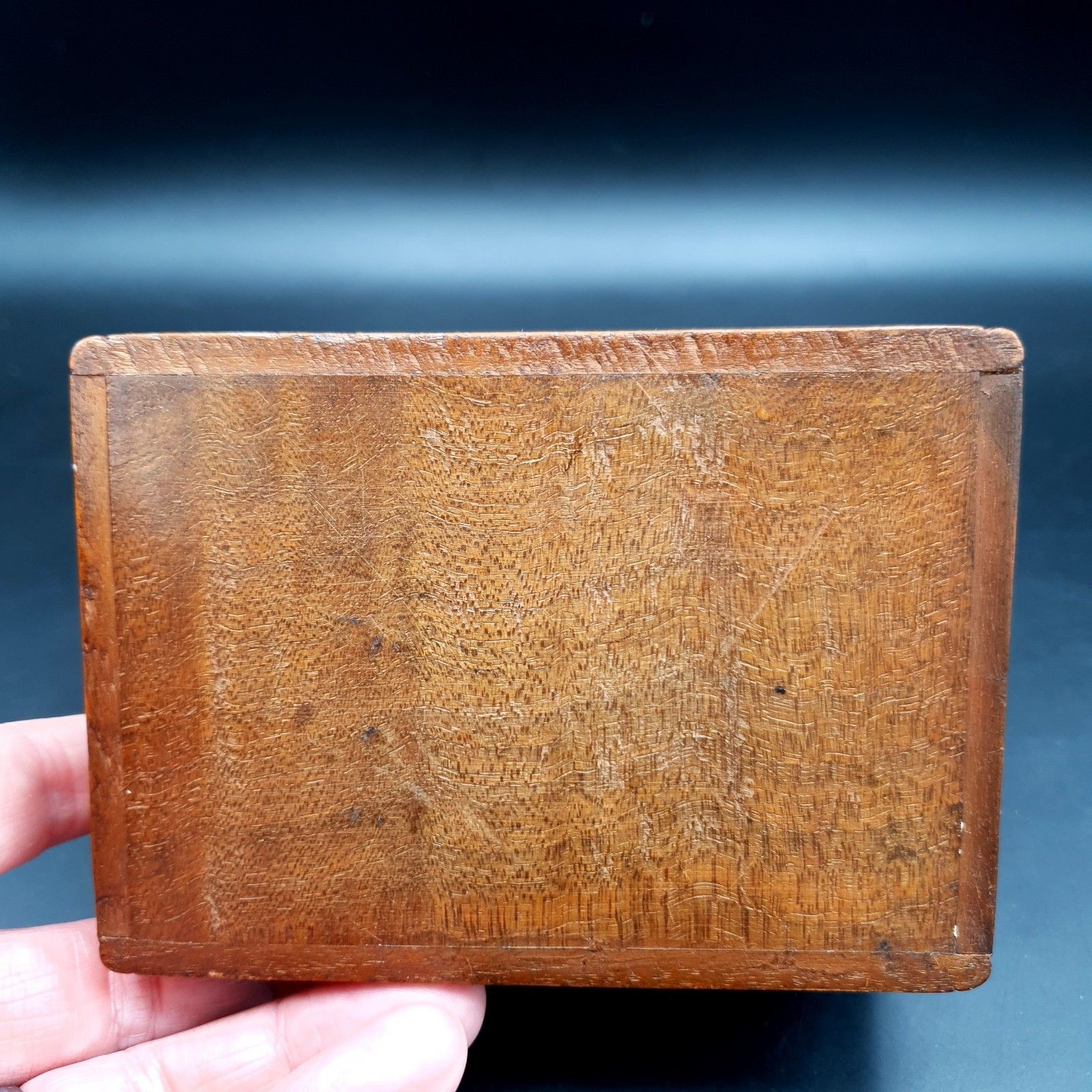 photo vintage Antique Apothecary Box Rising Tray Vial Holder Carved Monkey Wood Case