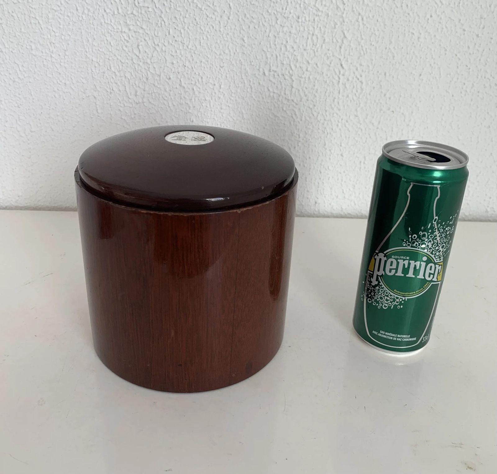 Vintage 1960s Tobacco Jar, Wooden Snuffbox With Stewart Pipe Emblem   15 X 14 Cm photo for sale