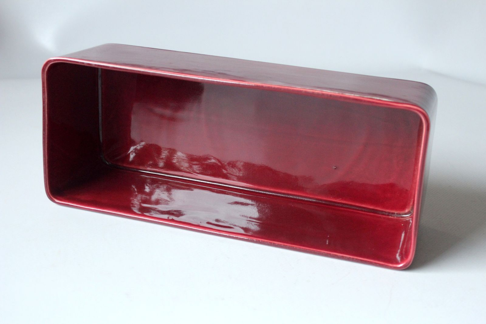 Ceramic Fish Tureen   Fish Pot    Bordeaux Red  With Lid   Vintage photo vinterior