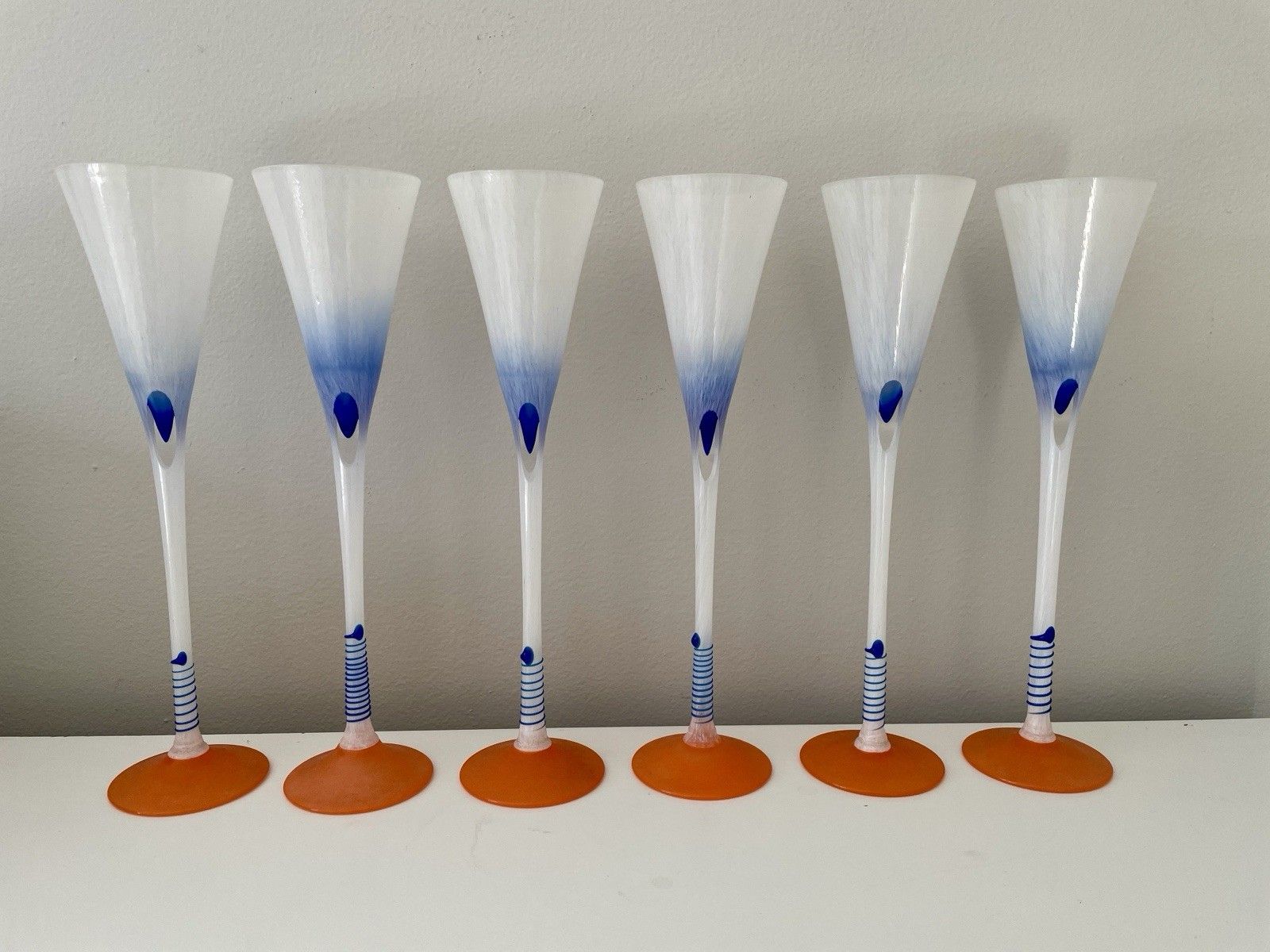 Mojmir Cermak Tajemstvi Champagne Flutes Set Of 6 Czech Bohemia Art Glass ~ Rare photo furniture