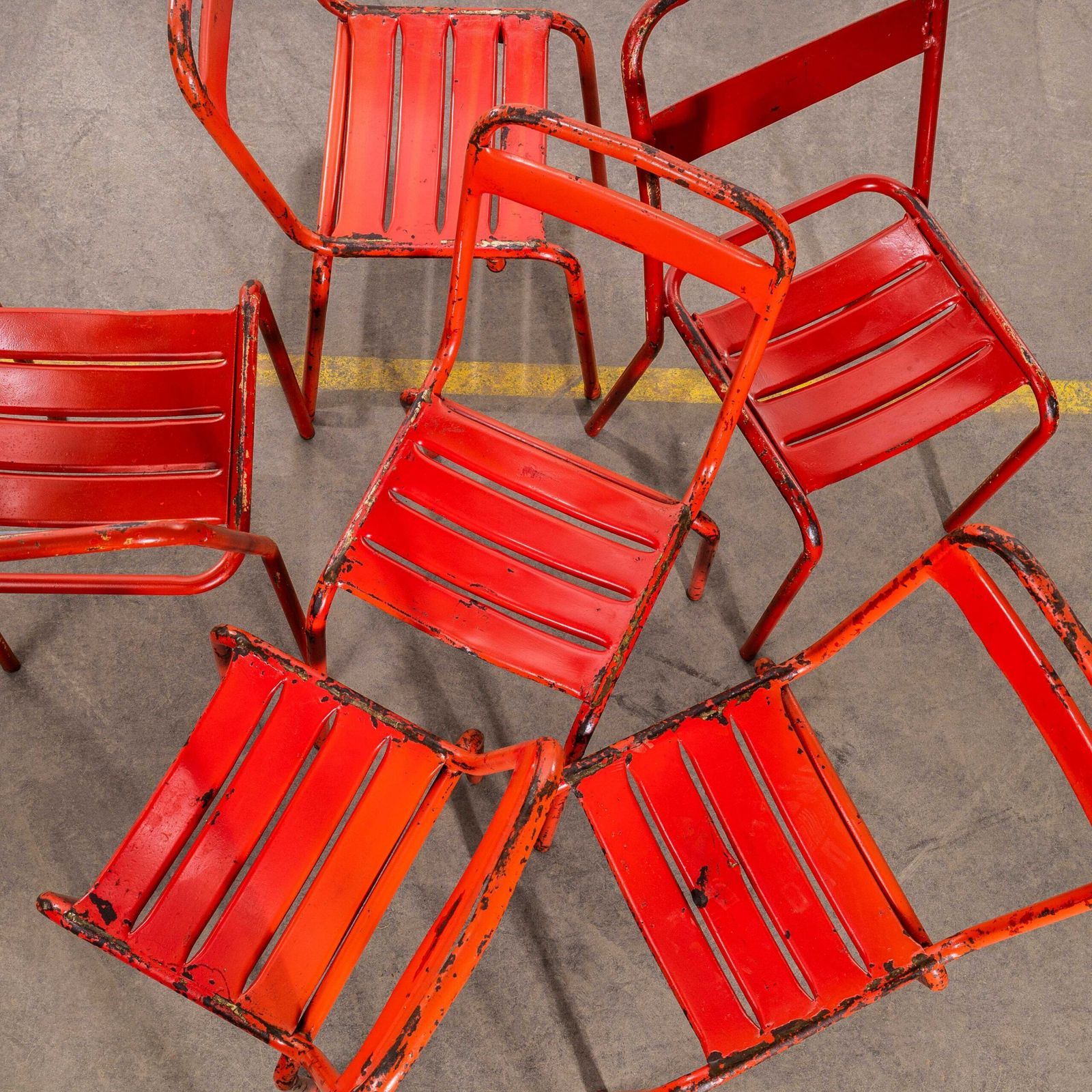 1950’s Original T1 French Outdoor Chairs By Tolix – Set Of Six photo for sale