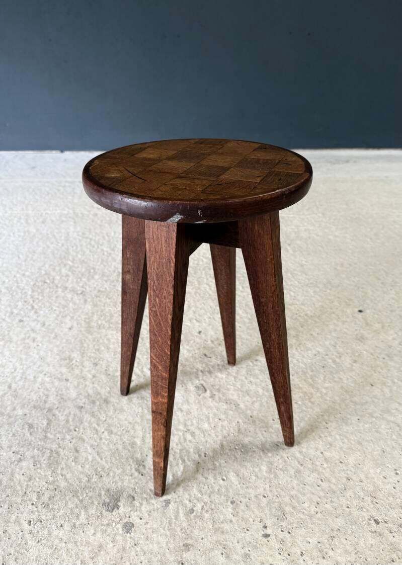 photo for sale Reconstruction Design Marquetry Inlay Stool, France 1940's