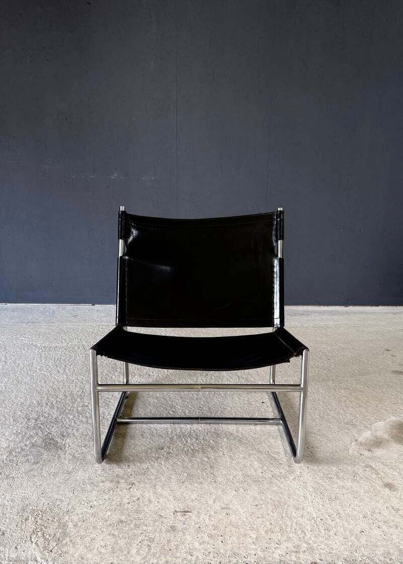 Mid Century Modern Minimalistische Design Leren Lounge Stoel, Frankrijk Jaren 1970 photo Meubels