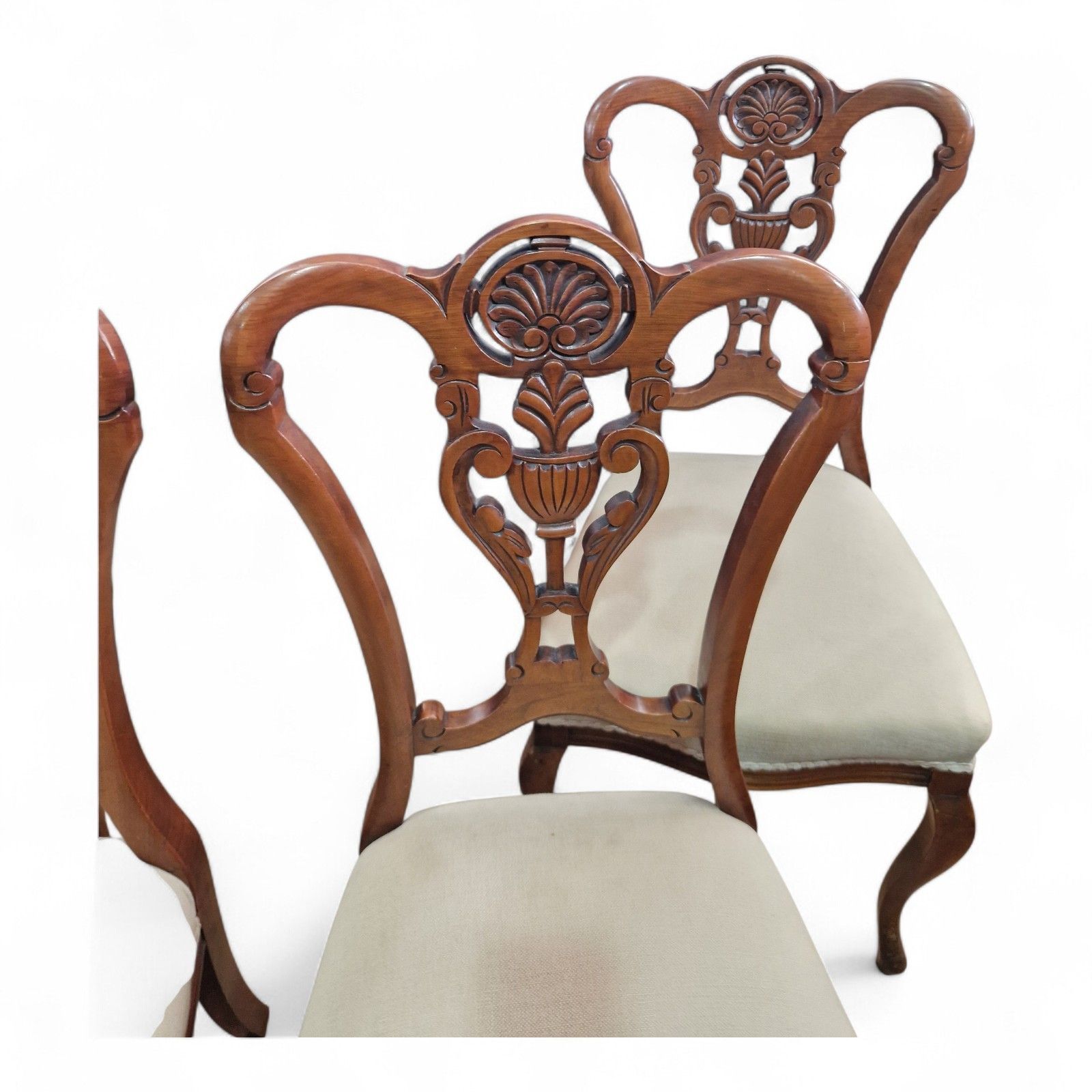 Set Of 4 Victorian Dining Chairs Serpentine Seats Carved Walnut Antique Seating photo 225.0