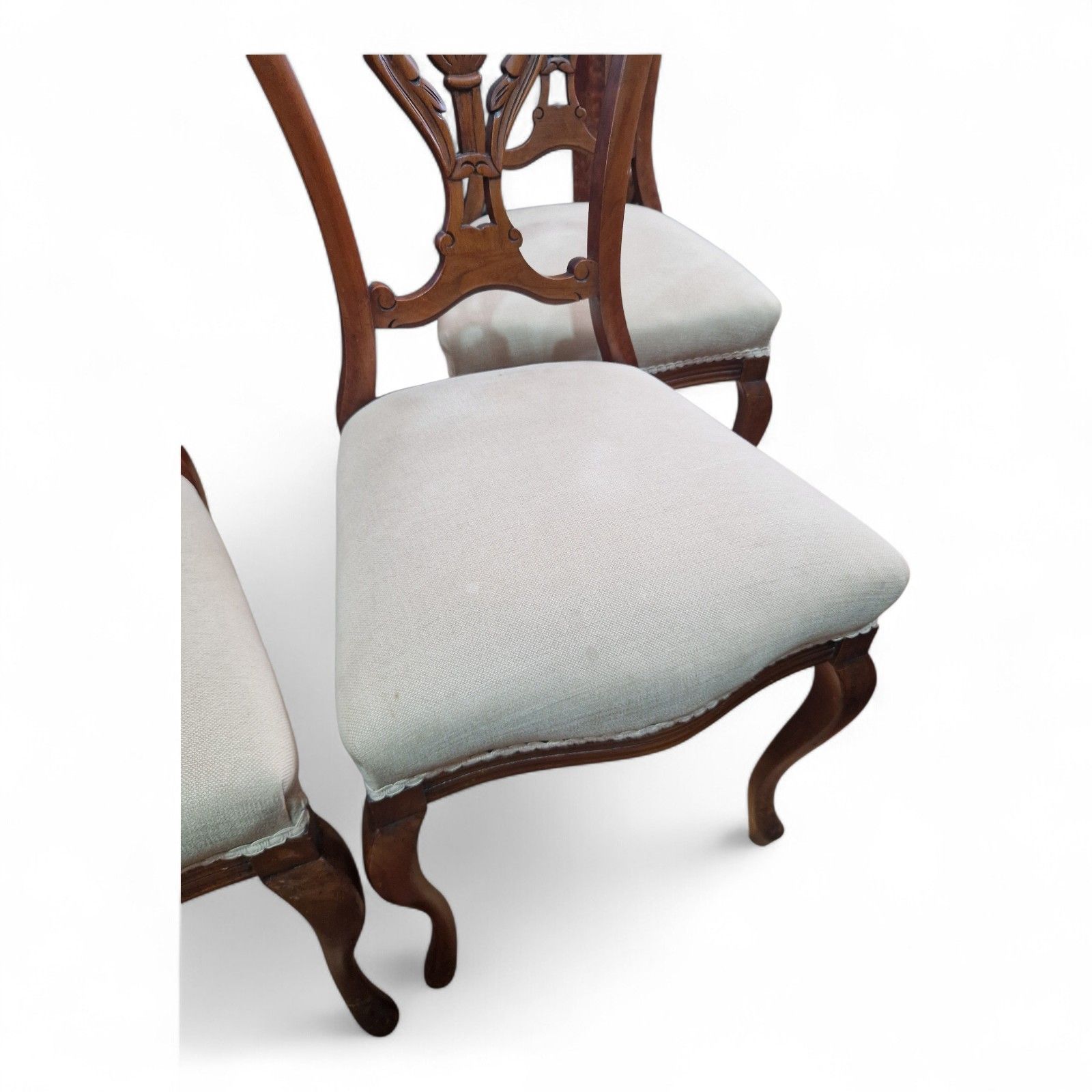 Set Of 4 Victorian Dining Chairs Serpentine Seats Carved Walnut Antique Seating photo vintage
