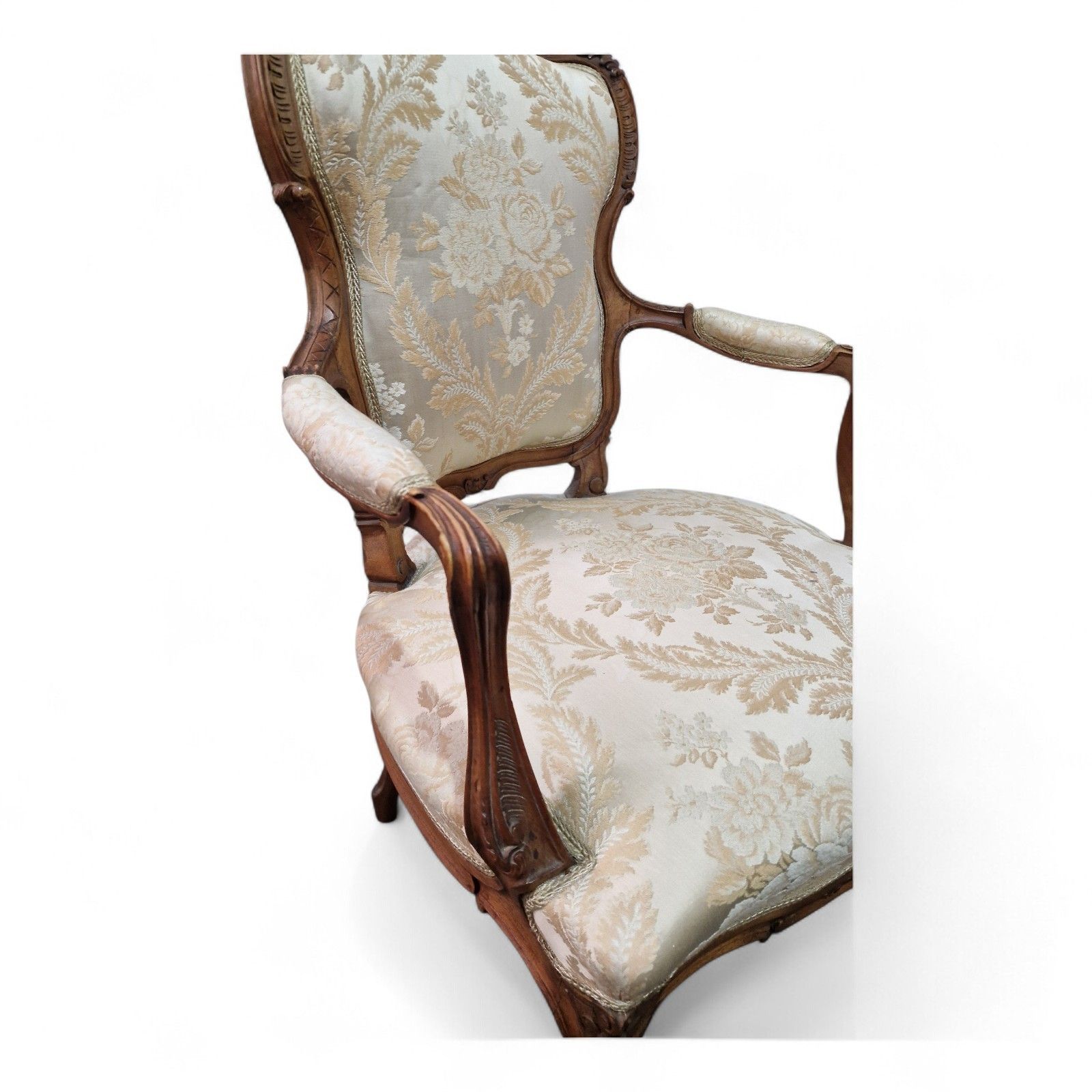 French Walnut Armchair Carved Occasional Chair Bedroom Parlour Seat 1 Of Pair photo vintage