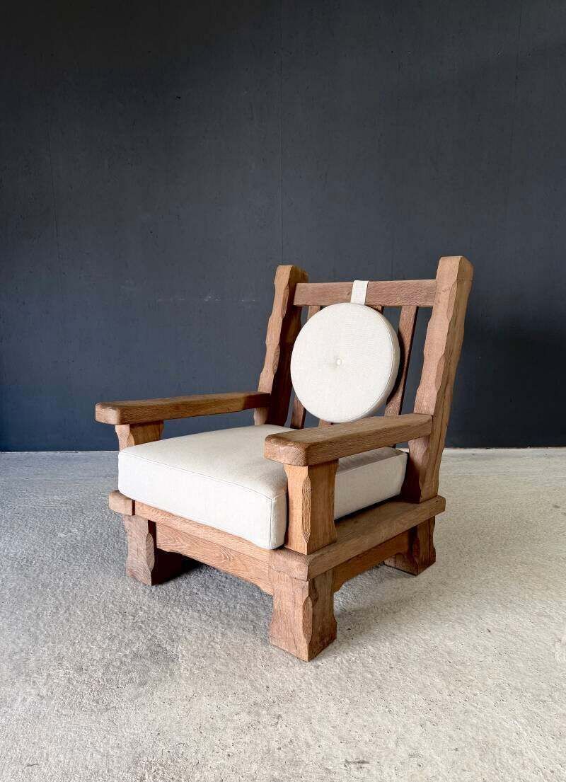 4700.0 Brutalist Design Xl Oak Lounge Chairs, Belgium 1960's photo