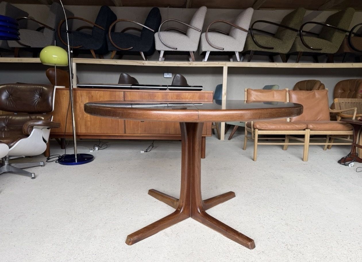 Double Extending Round Dining Table By Svend Aage Madsen, Demark, 1960's photo vintage