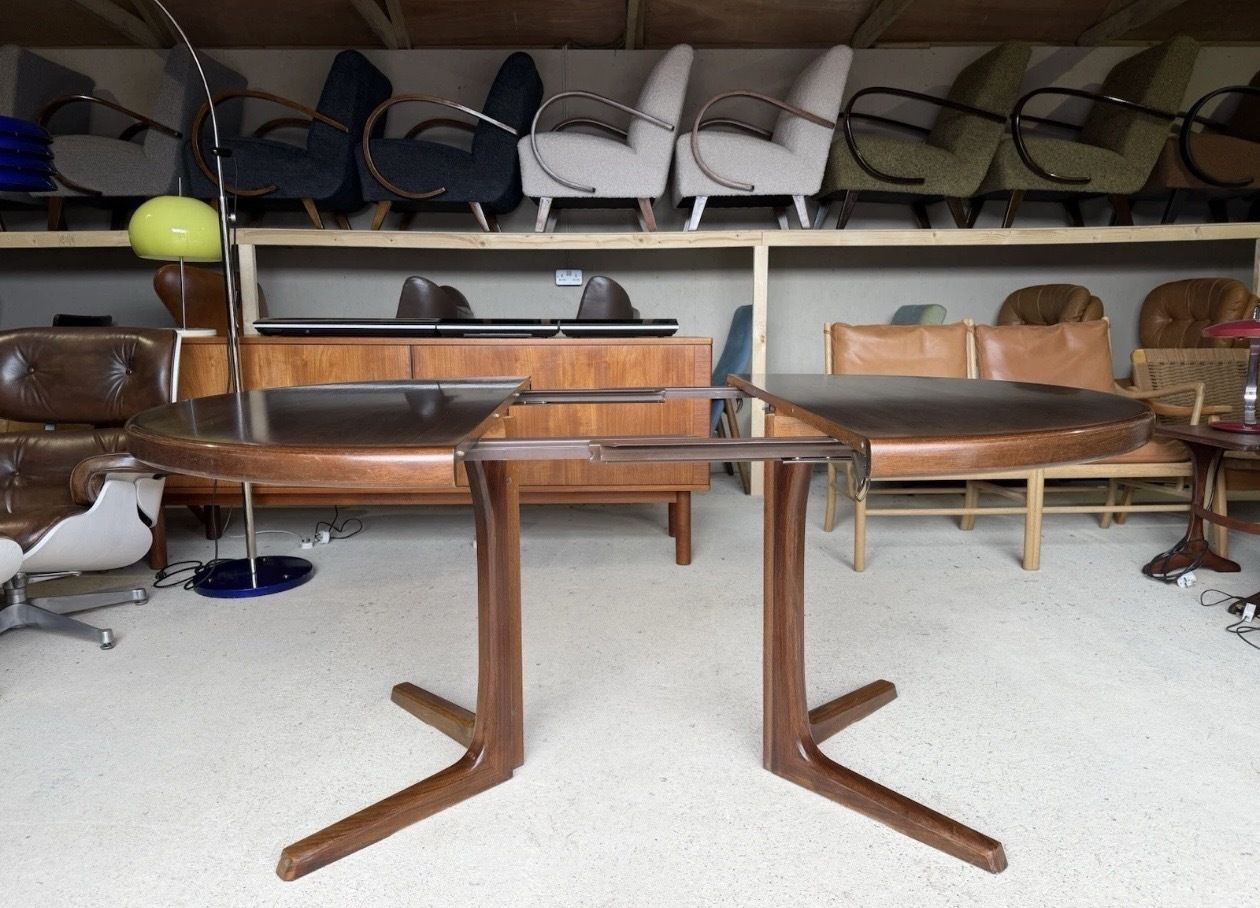 Furniture Double Extending Round Dining Table By Svend Aage Madsen, Demark, 1960's photo