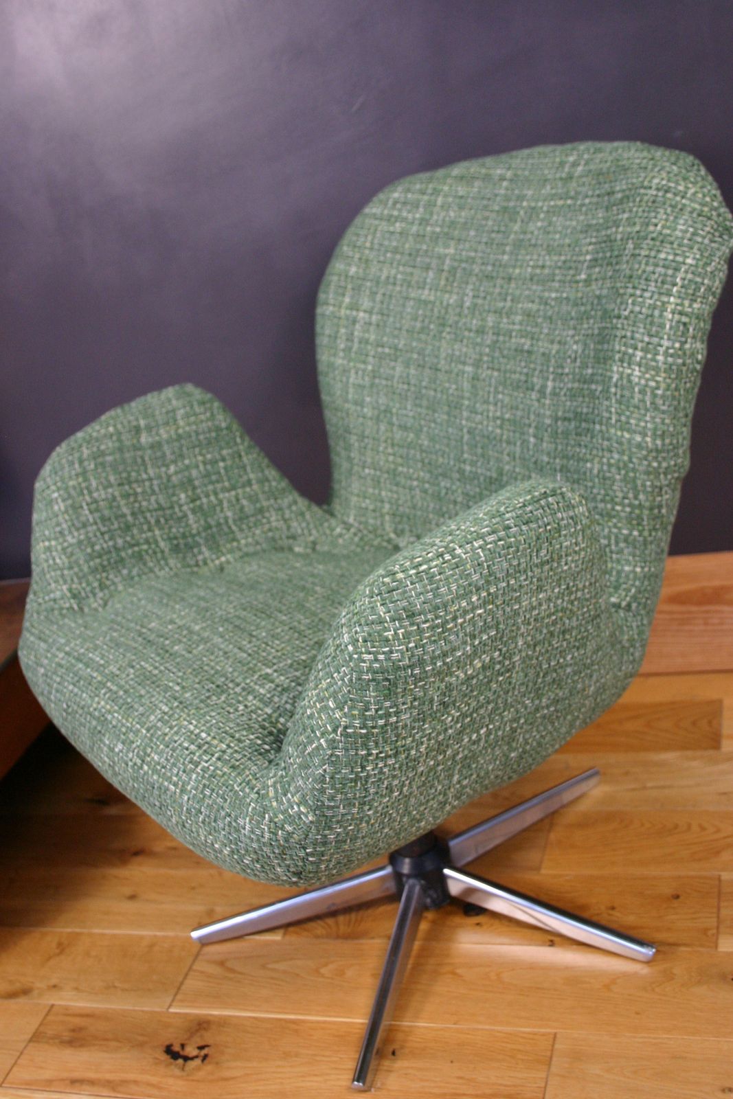 1970s Hungarian Mid Century Swivel Lounge Chair – Recently Reupholstered Sculptural Frame photo Furniture