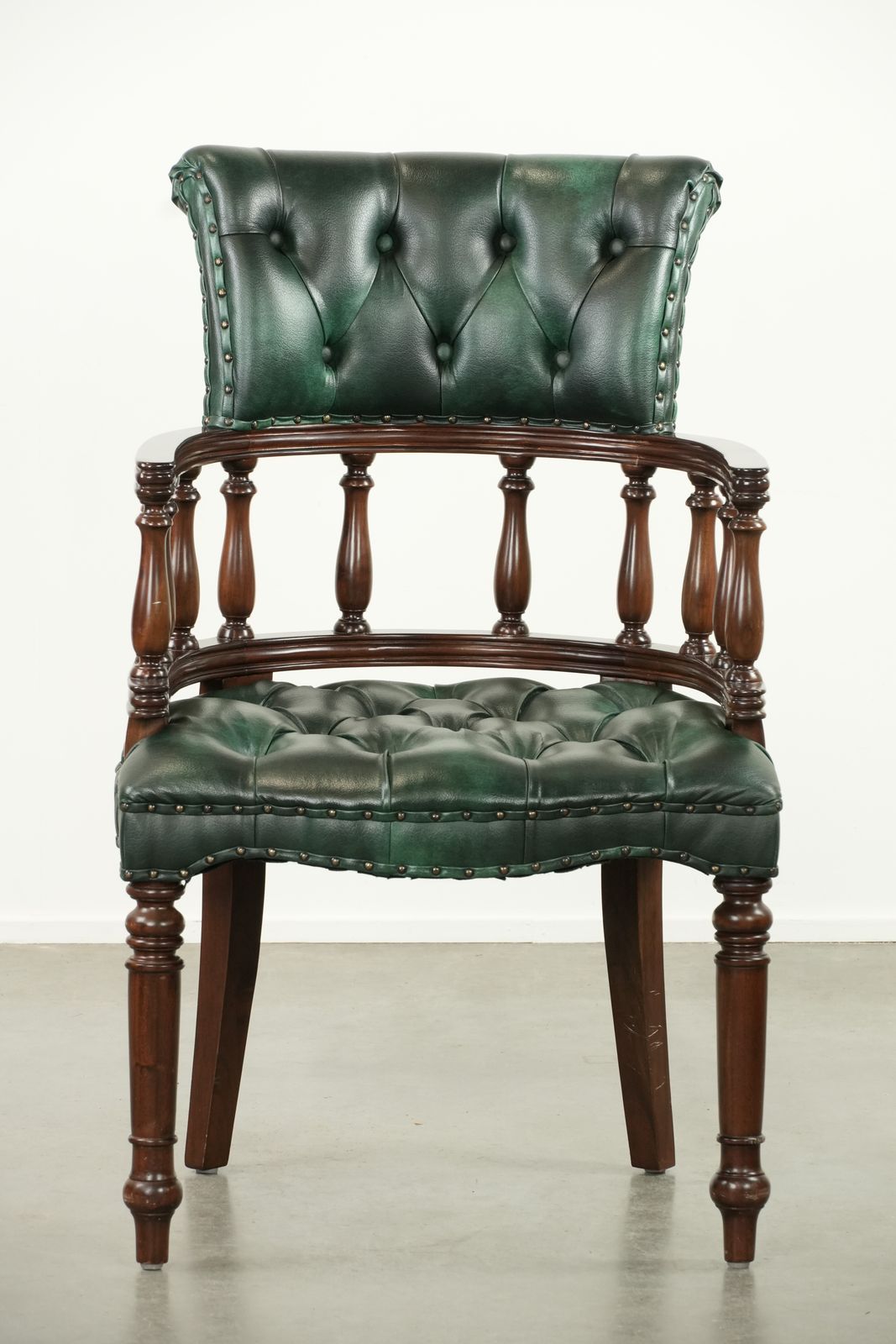 Green Flamed Cow Leather Chesterfield Office Chair/ Side Chair In English Style photo furniture