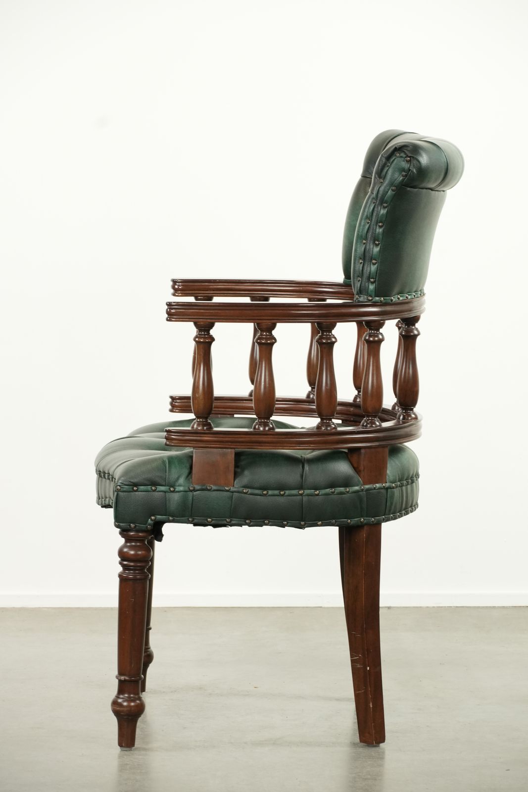 Green Flamed Cow Leather Chesterfield Office Chair/ Side Chair In English Style photo 559.0