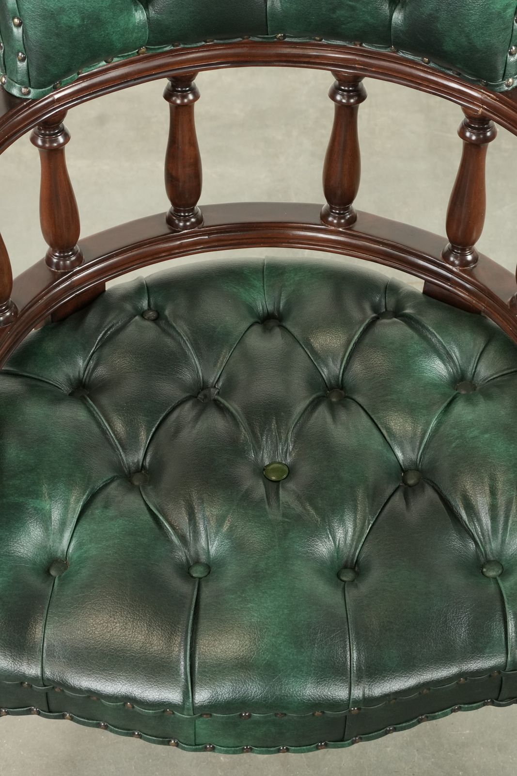 Green Flamed Cow Leather Chesterfield Office Chair/ Side Chair In English Style photo vinterior