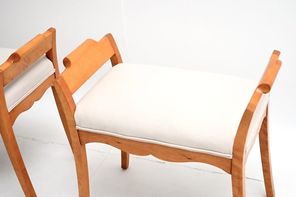 Pair Of Antique Swedish Satin Birch Biedermeier Stools photo 1528.0