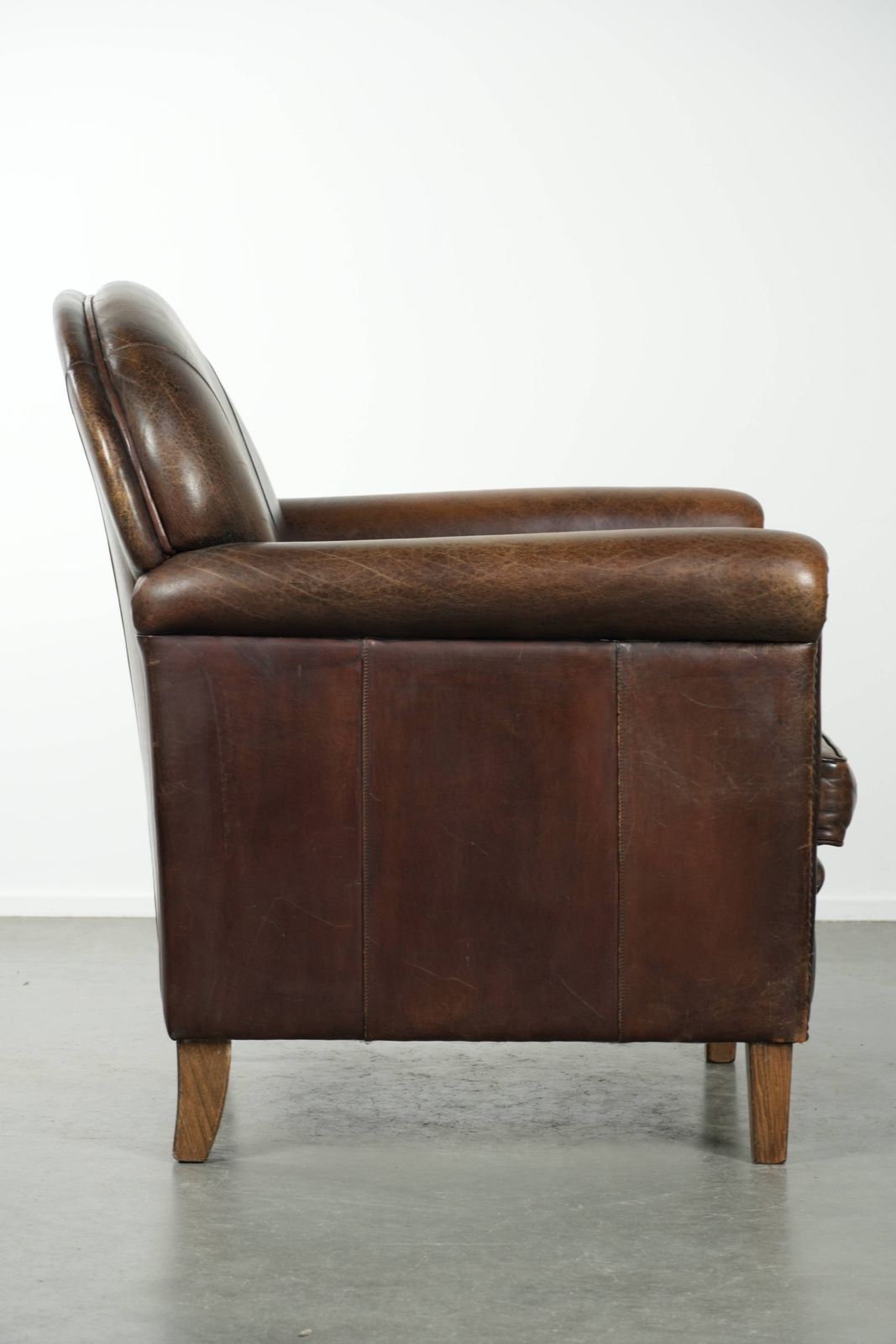 Timeless Armchair/Armchair Of Sheep Leather With Characterful Patina photo for sale