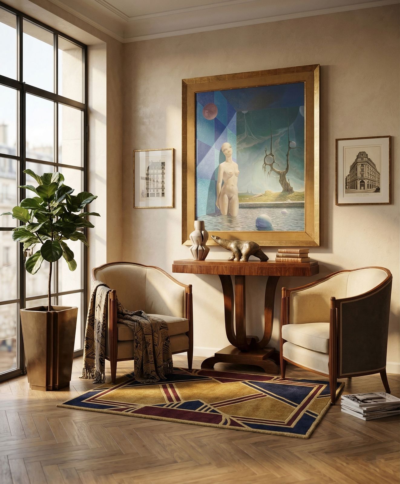 Mid Century Oil On Board By Arthur Maria Rener photo furniture