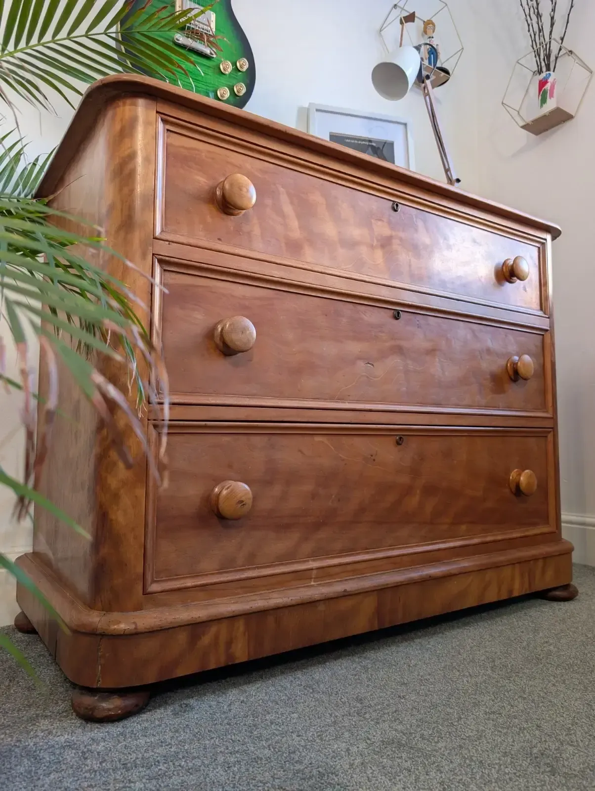 Victorian 19th Century Satin Birch Chest Of Drawers. photo furniture