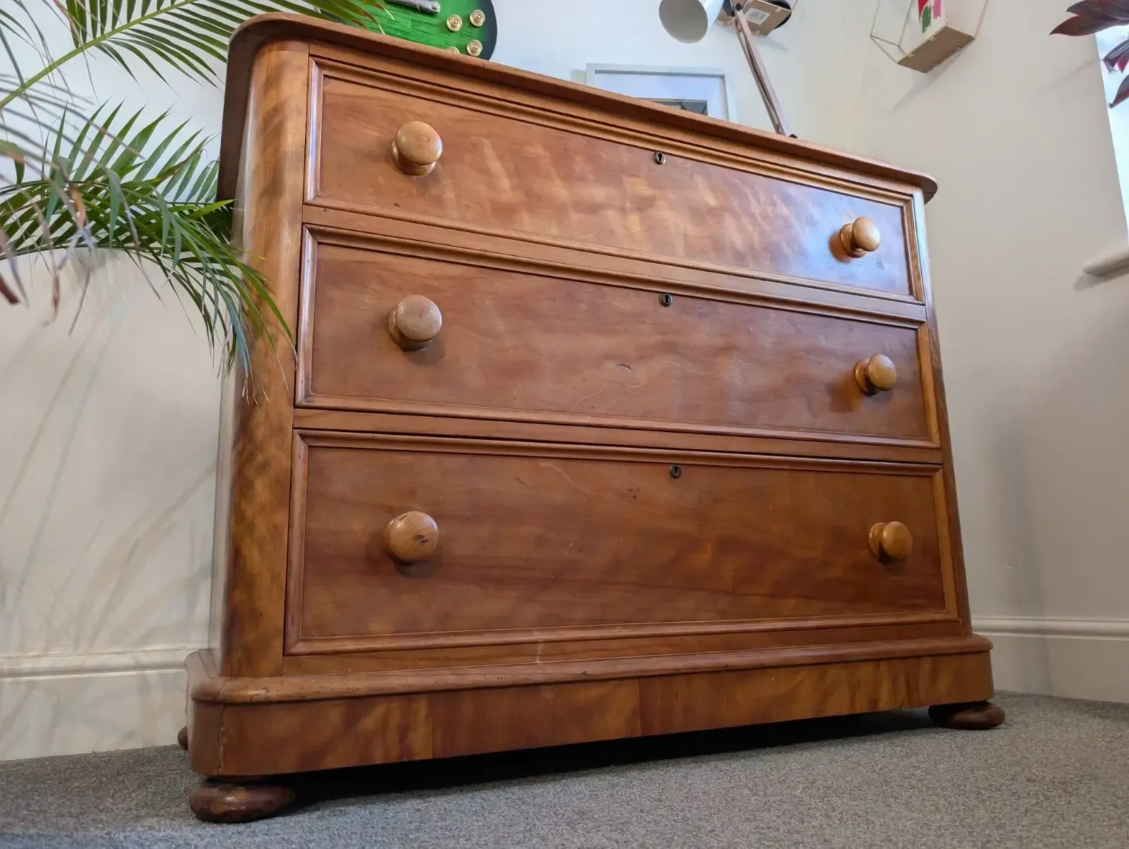 Victorian 19th Century Satin Birch Chest Of Drawers. photo 840.0