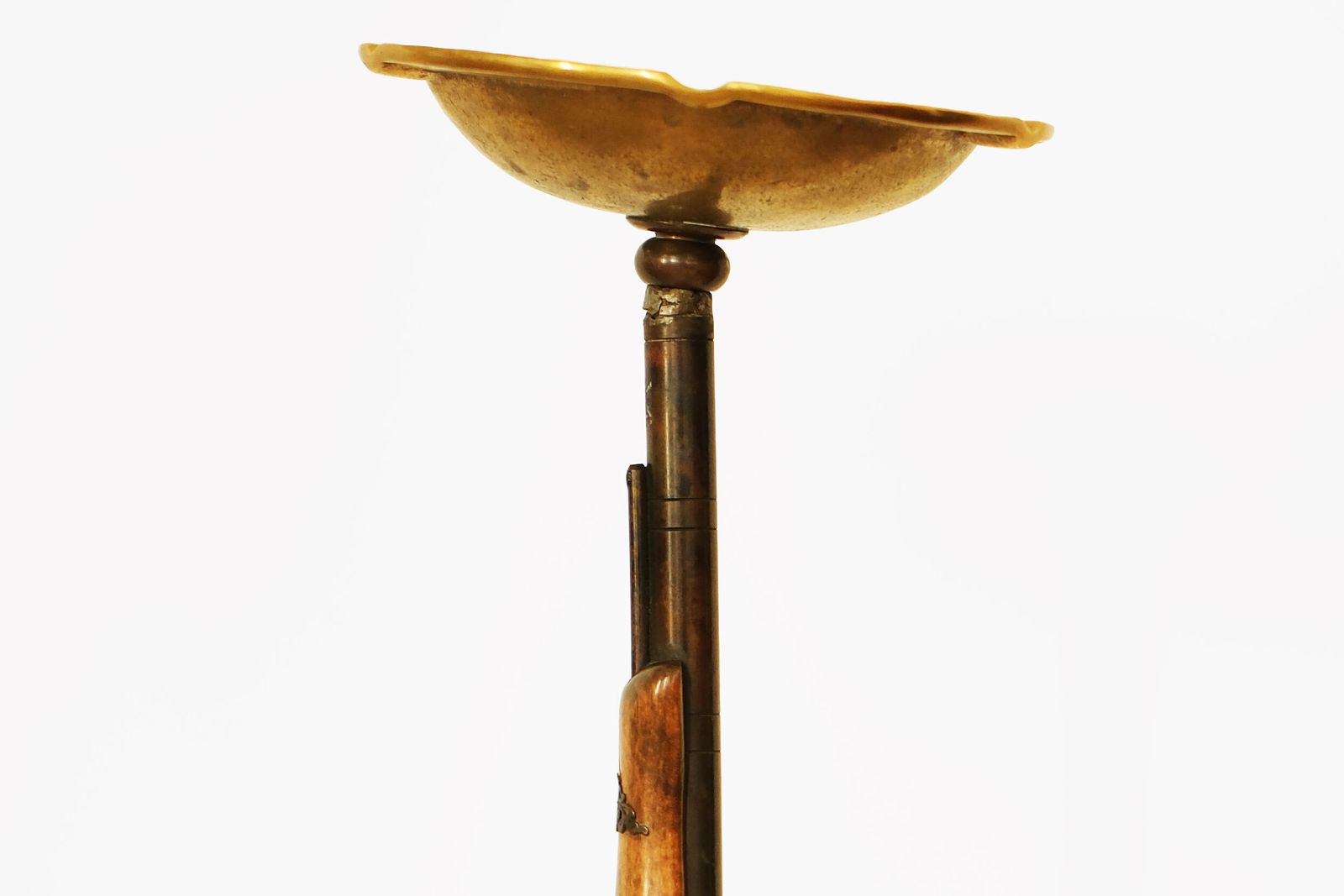 20th Century Bronze & Gilt Metal Floor Ashtray With A Sculptural Riffle Smoking Stand photo for sale