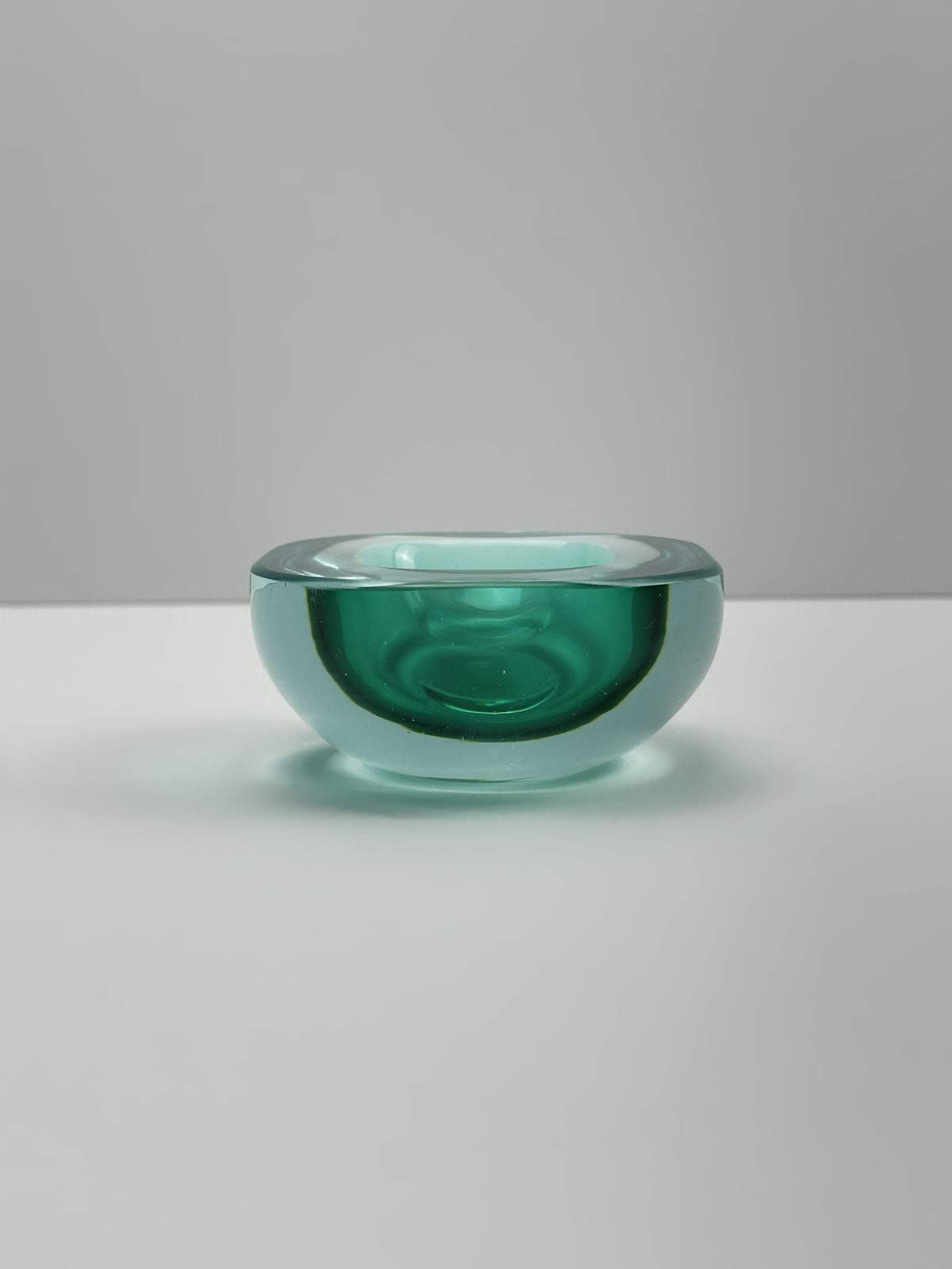 Murano Glass Geode Bowl By Archimede Seguso In Mint And Blue, Italy 1960s photo for sale